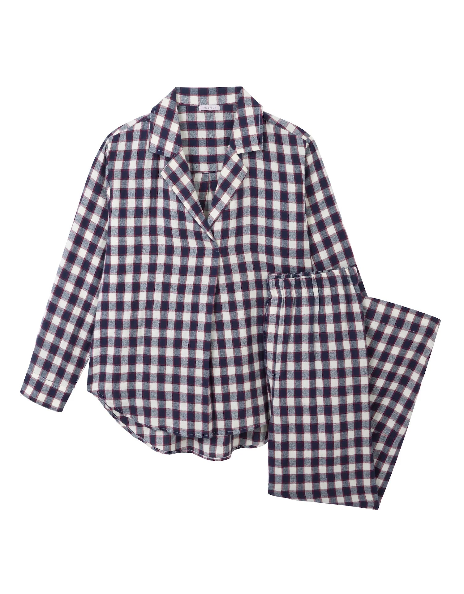 100% Cotton Navy & Red Gingham Check Pyjama Set - Image 2