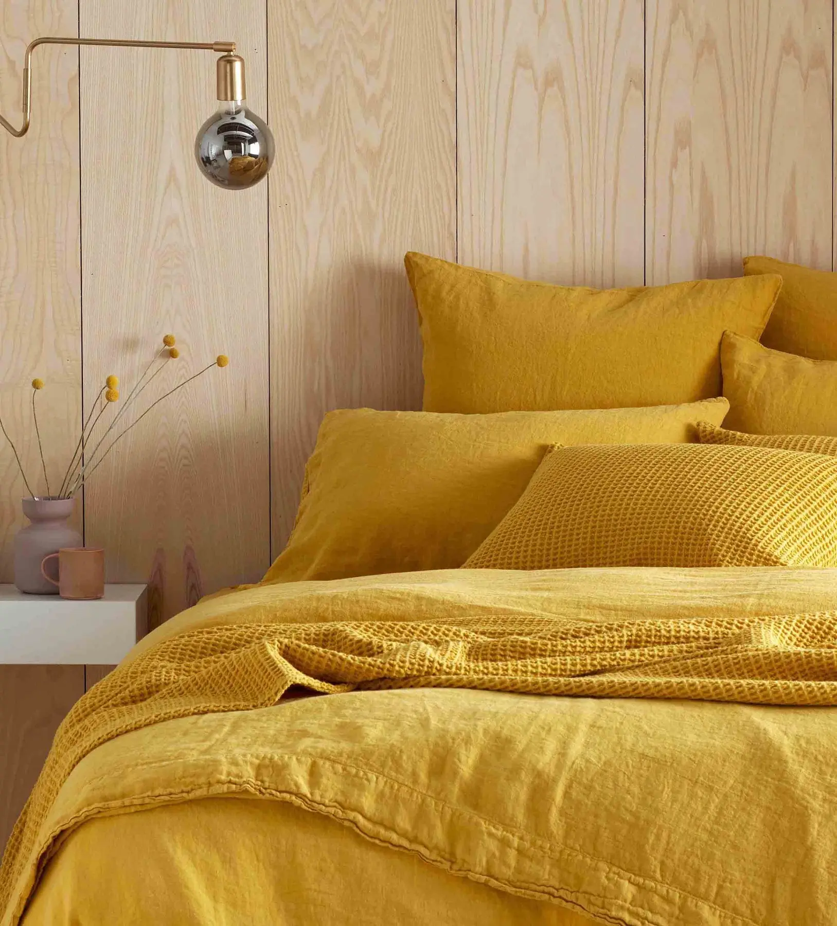 Mustard Yellow 100% Linen Bed Linen - Image 3