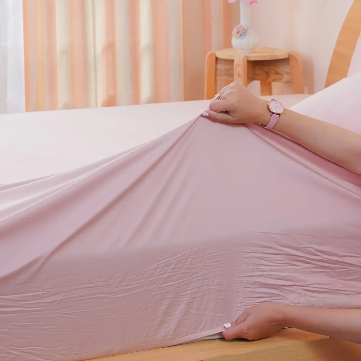 Ackly Bamboo - Blush Pink Fitted Sheet - Image 2