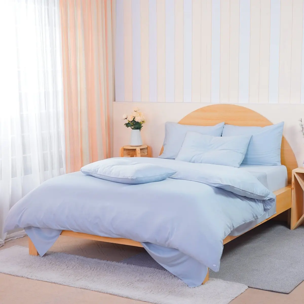Ackly Bamboo - Sky Blue Flat Sheet - Image 5