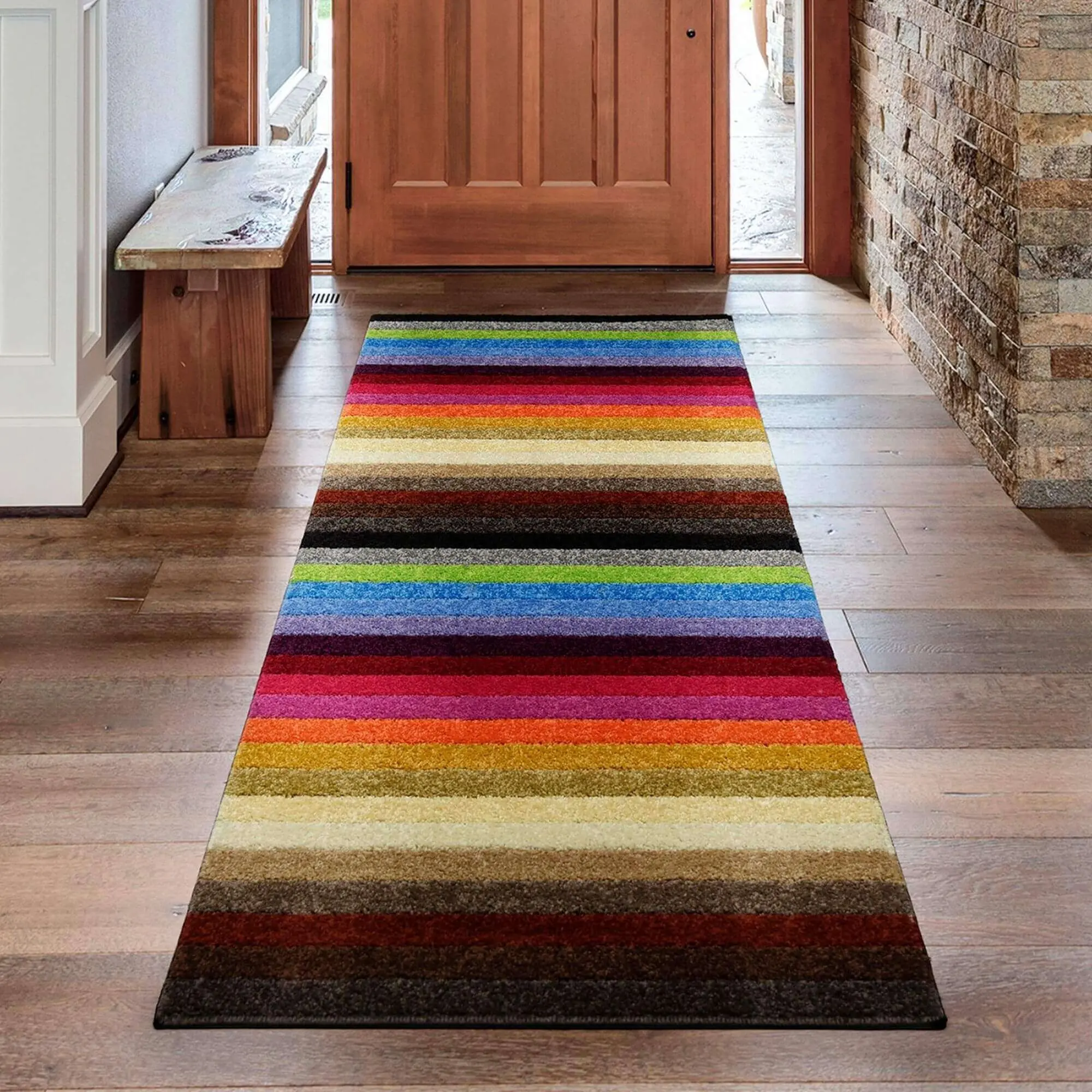 Alya Striped Multicolour Rugs | 117M - Image 3