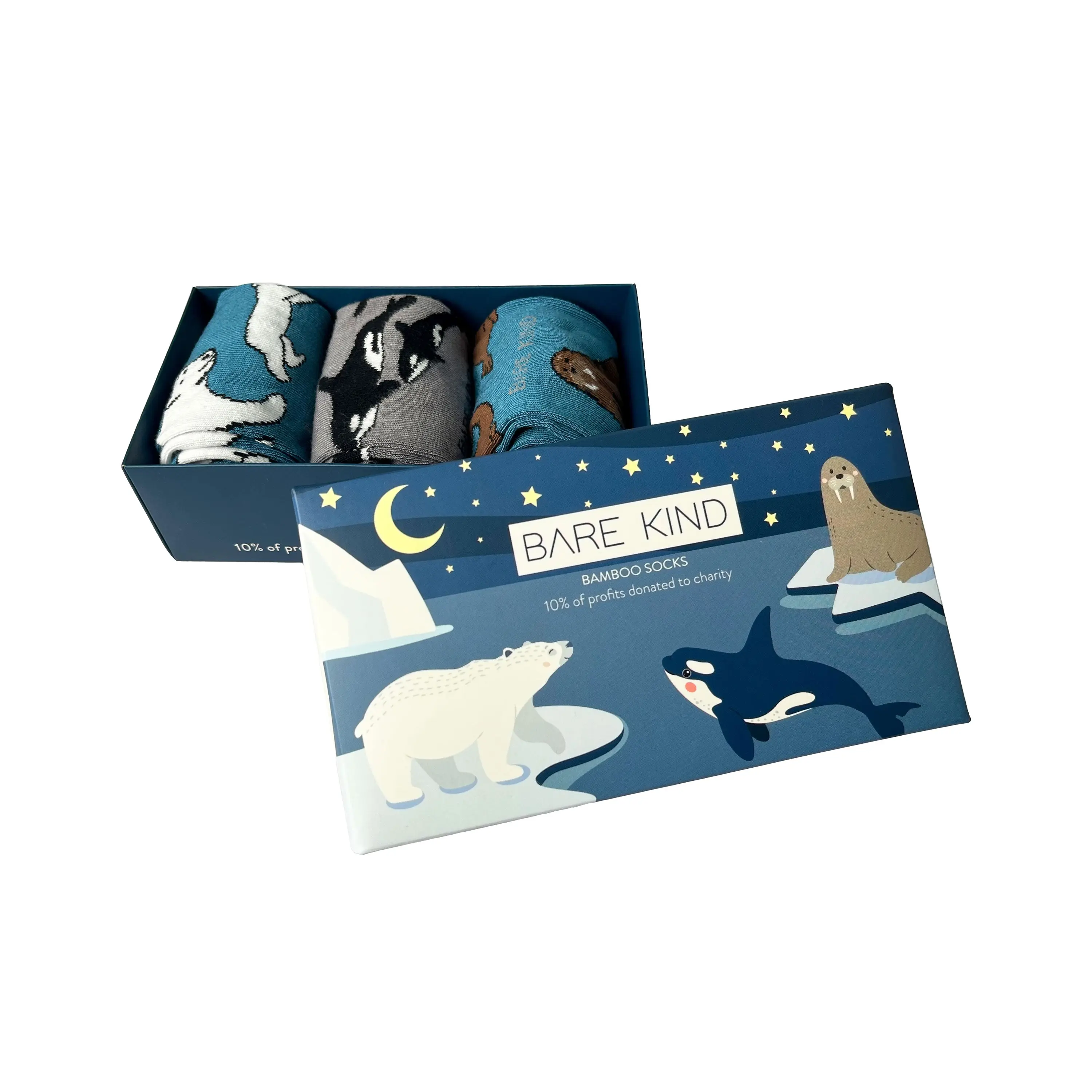 Arctic Animals Bamboo Socks Gift Box of 3 - Image 3