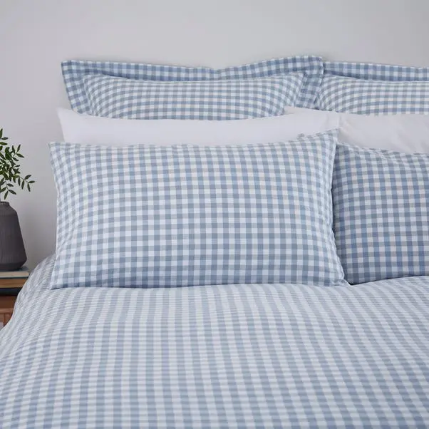 Ashley Blue Portloe Woven Gingham Duvet Cover & Pillowcase Set - Image 3