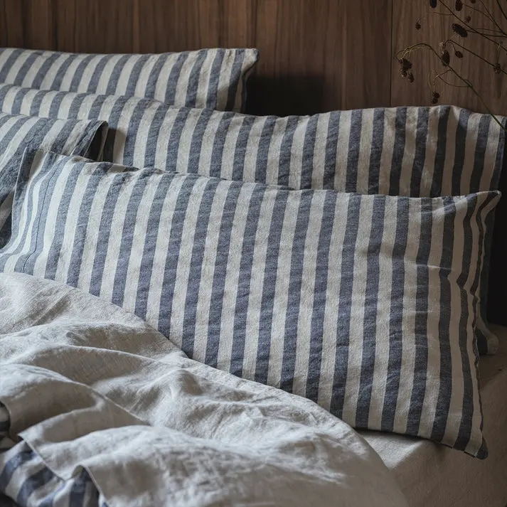Atlantic Pembroke Stripe Linen Blend Pillowcase (Pair) - Image 3