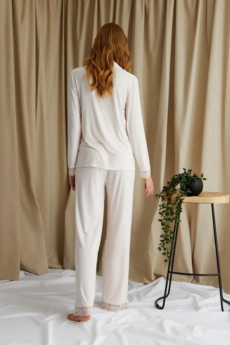 Powder Puff Bamboo Lace Pyjama Set - Image 3