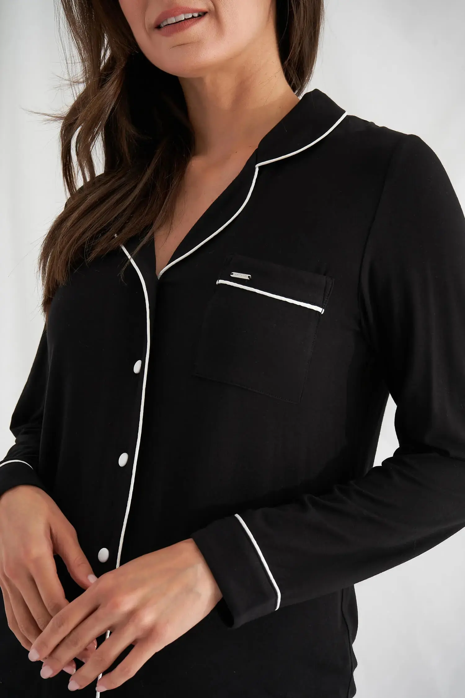 Bamboo Pyjama Set in Black - Image 2