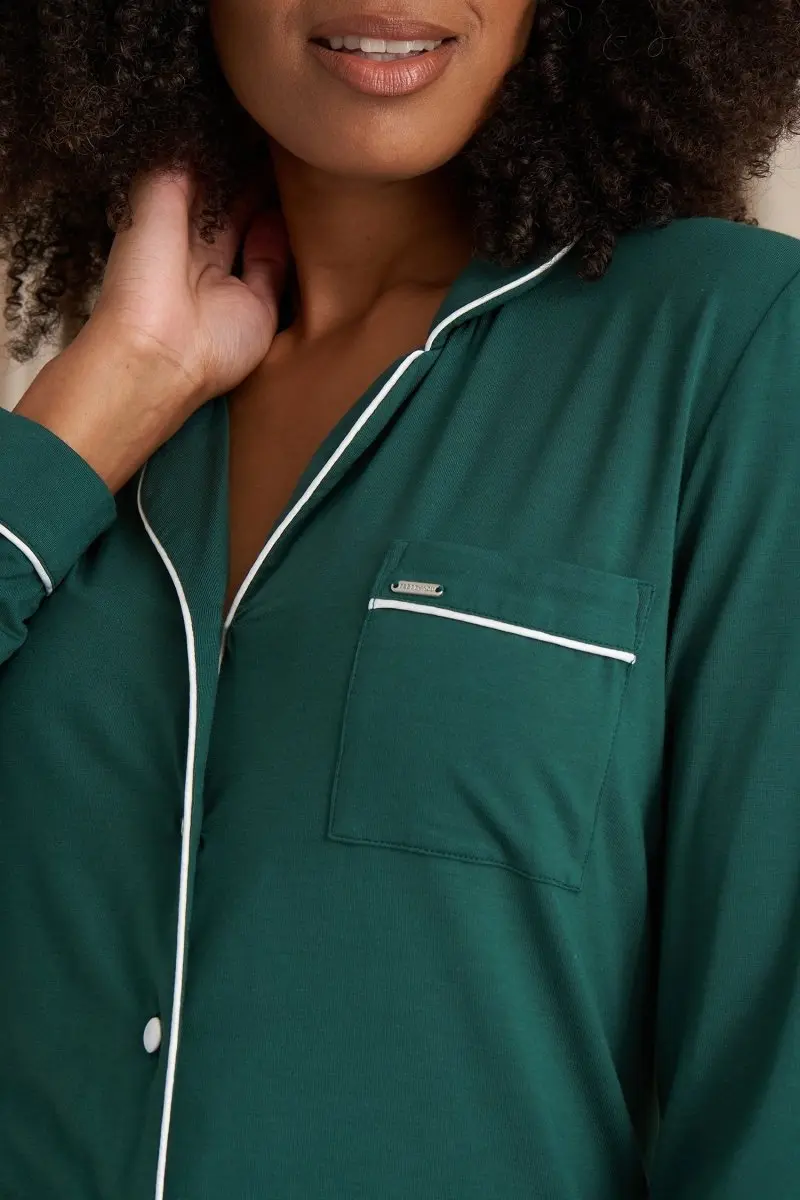 Bamboo Pyjama Set in Green - Image 2