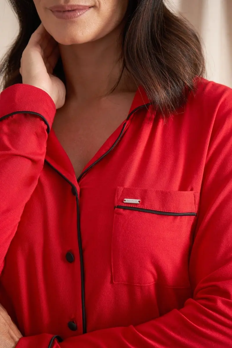 Bamboo Pyjama Set in Red - Image 2