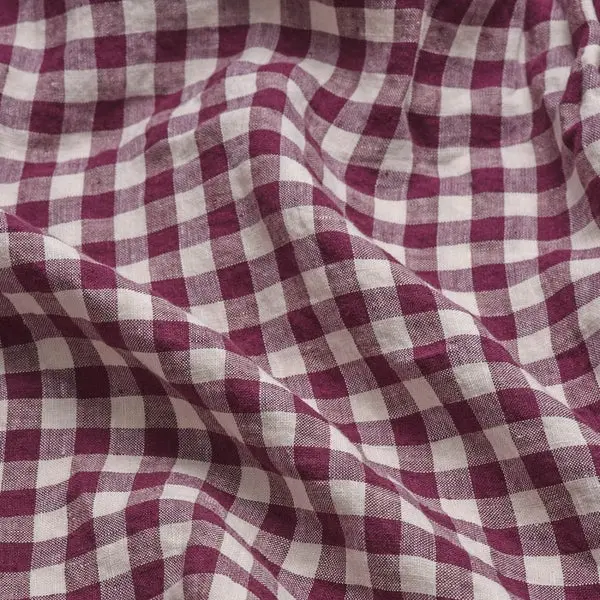 Berry Gingham Linen Blend Duvet Cover - Image 2