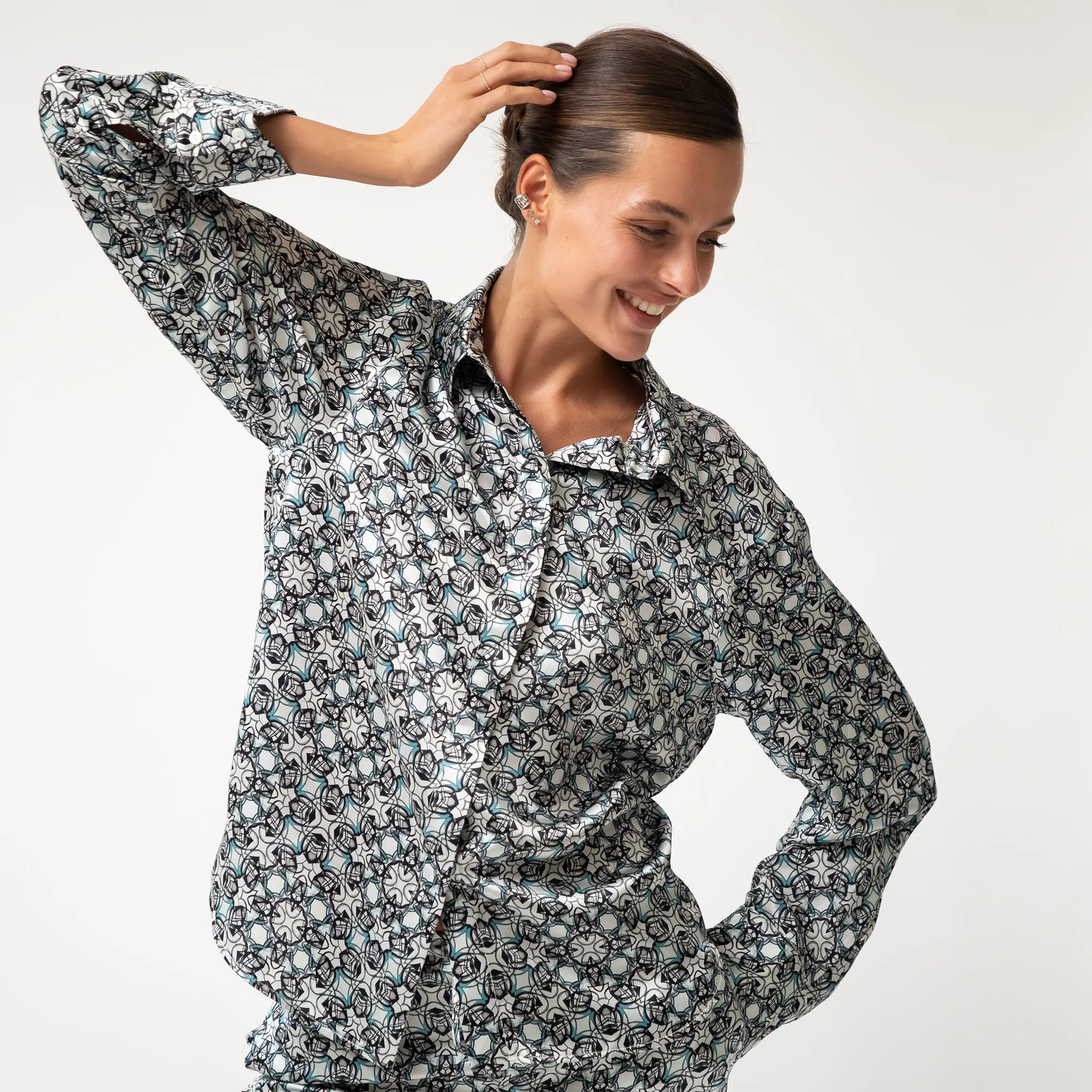 Black Crystal Neo Geo Silk Shirt - Image 2