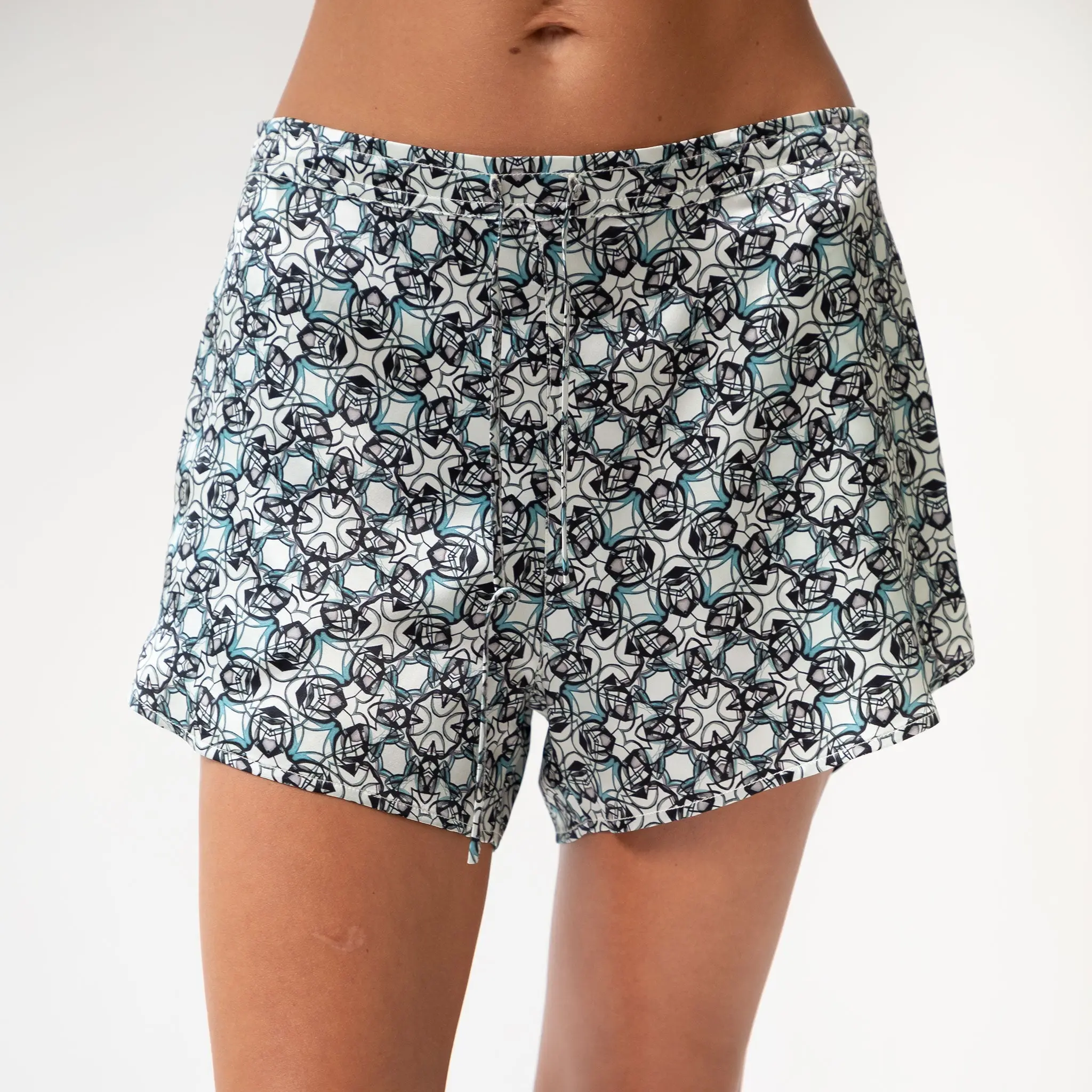 Black Crystal Neo Geo Silk Shorts - Image 3