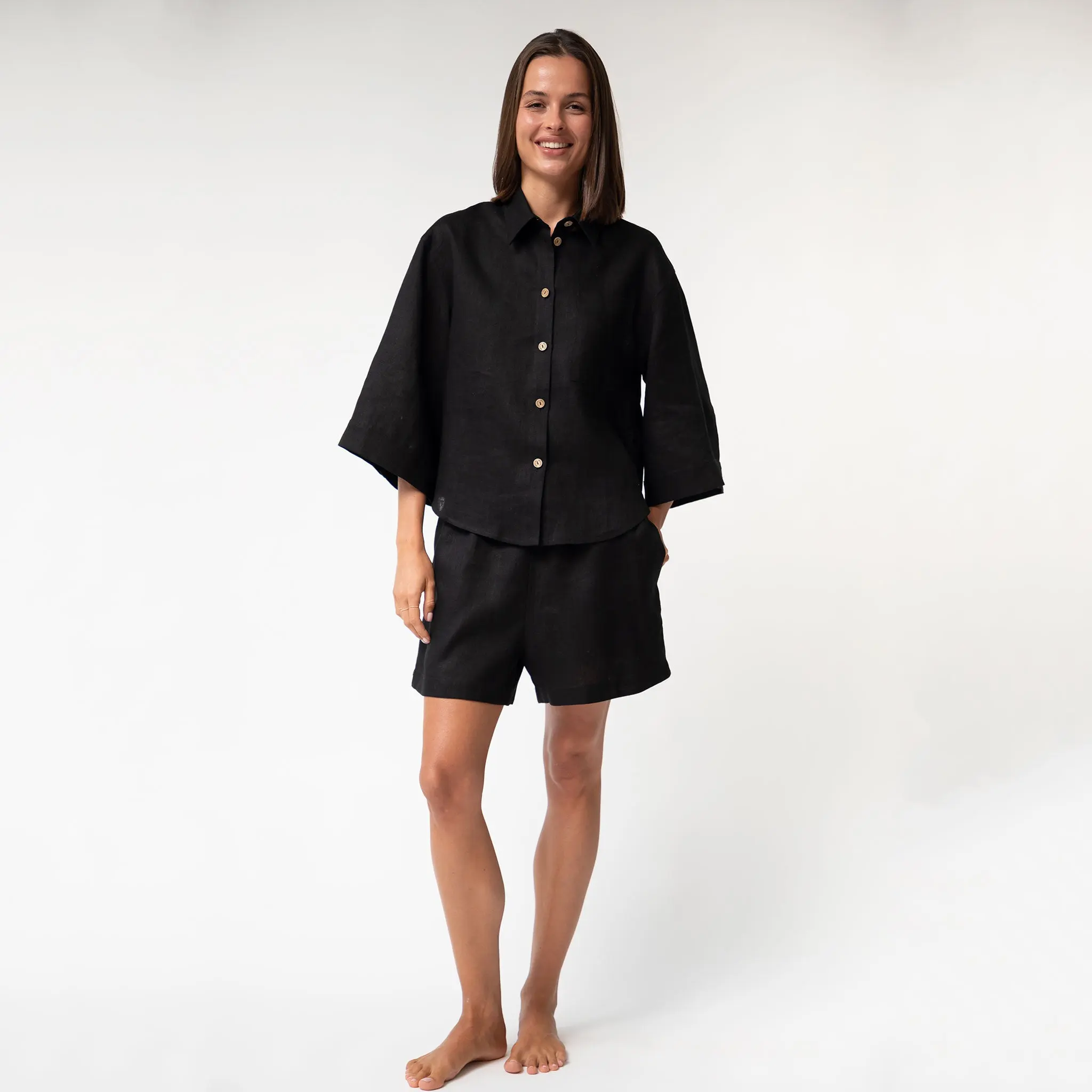 Black Heavy Linen Shirt Perfect Days - Image 9