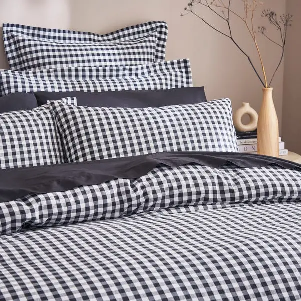 Black Portloe Woven Gingham Duvet Cover & Pillowcase Set (Copy) - Image 2