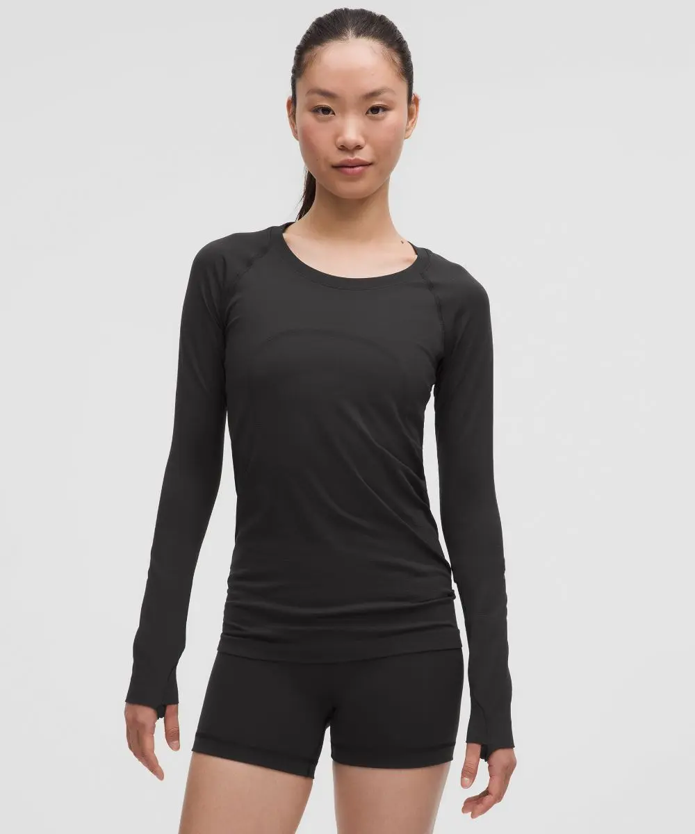 Black Women's Swiftly Tech Long-Sleeve Shirt 2.0 Hip Length