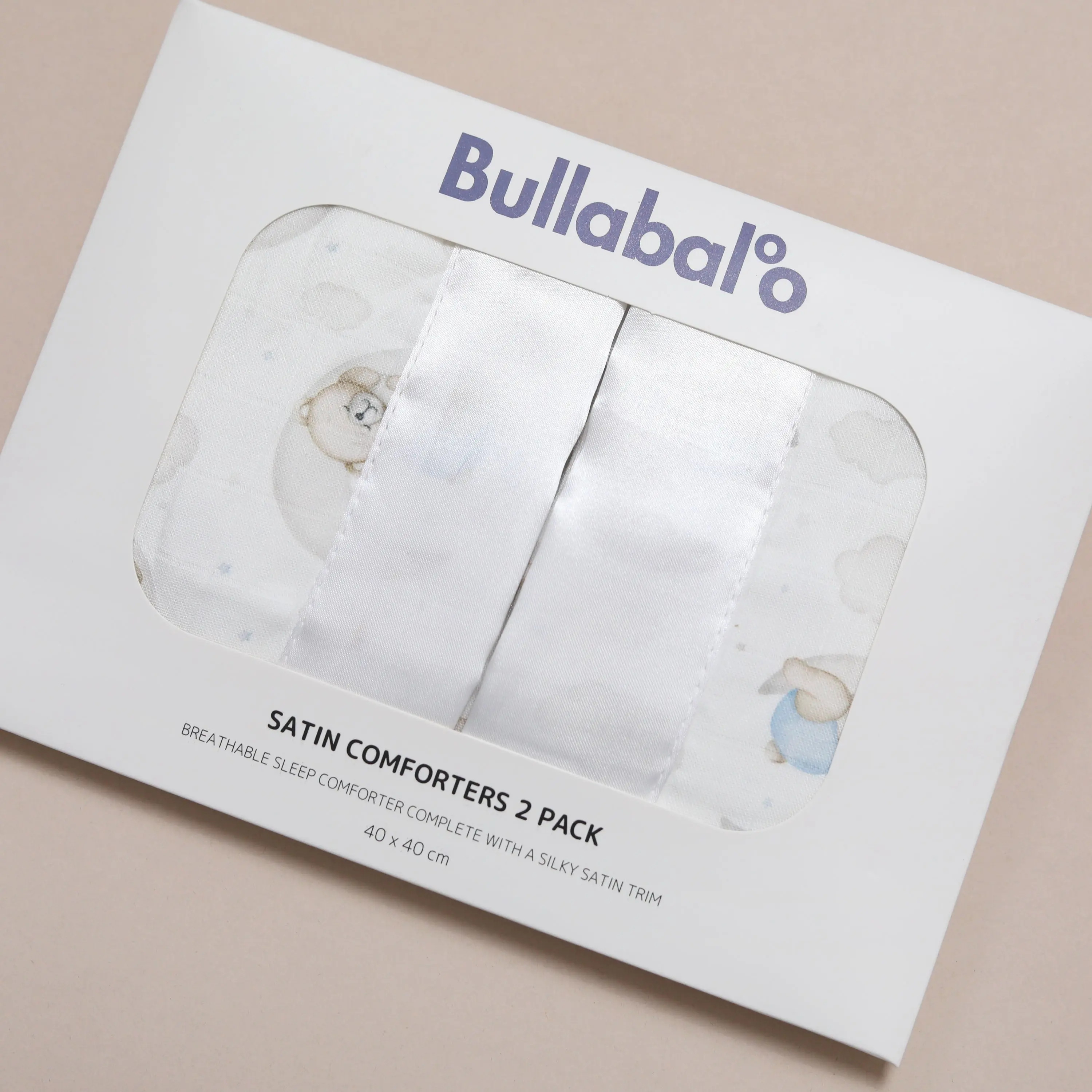 Blue Bears Sleeping Satin Comforter 2-Pack - White Satin - Image 2