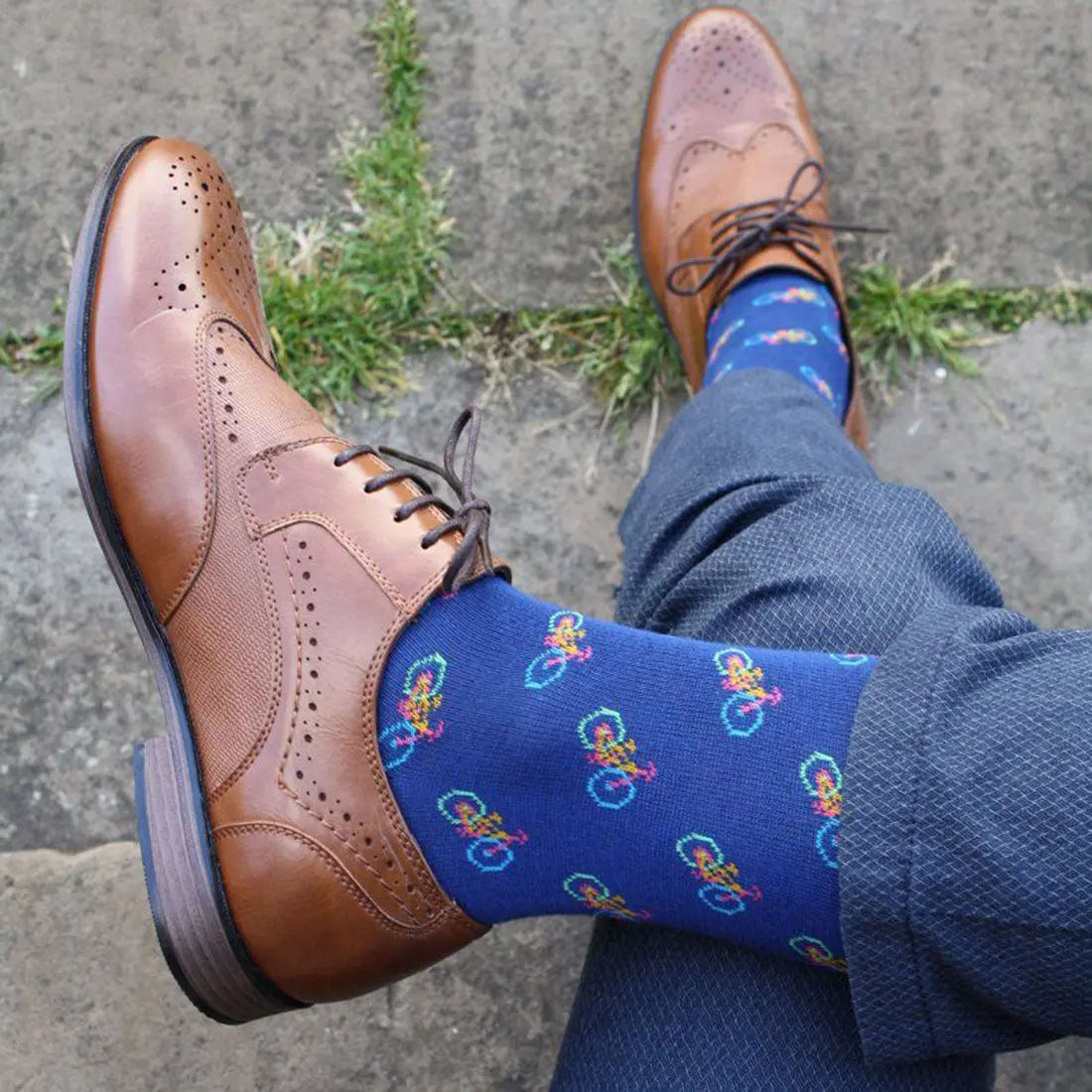Blue Bicycle Bamboo Socks (Comfort Cuff) - Image 2