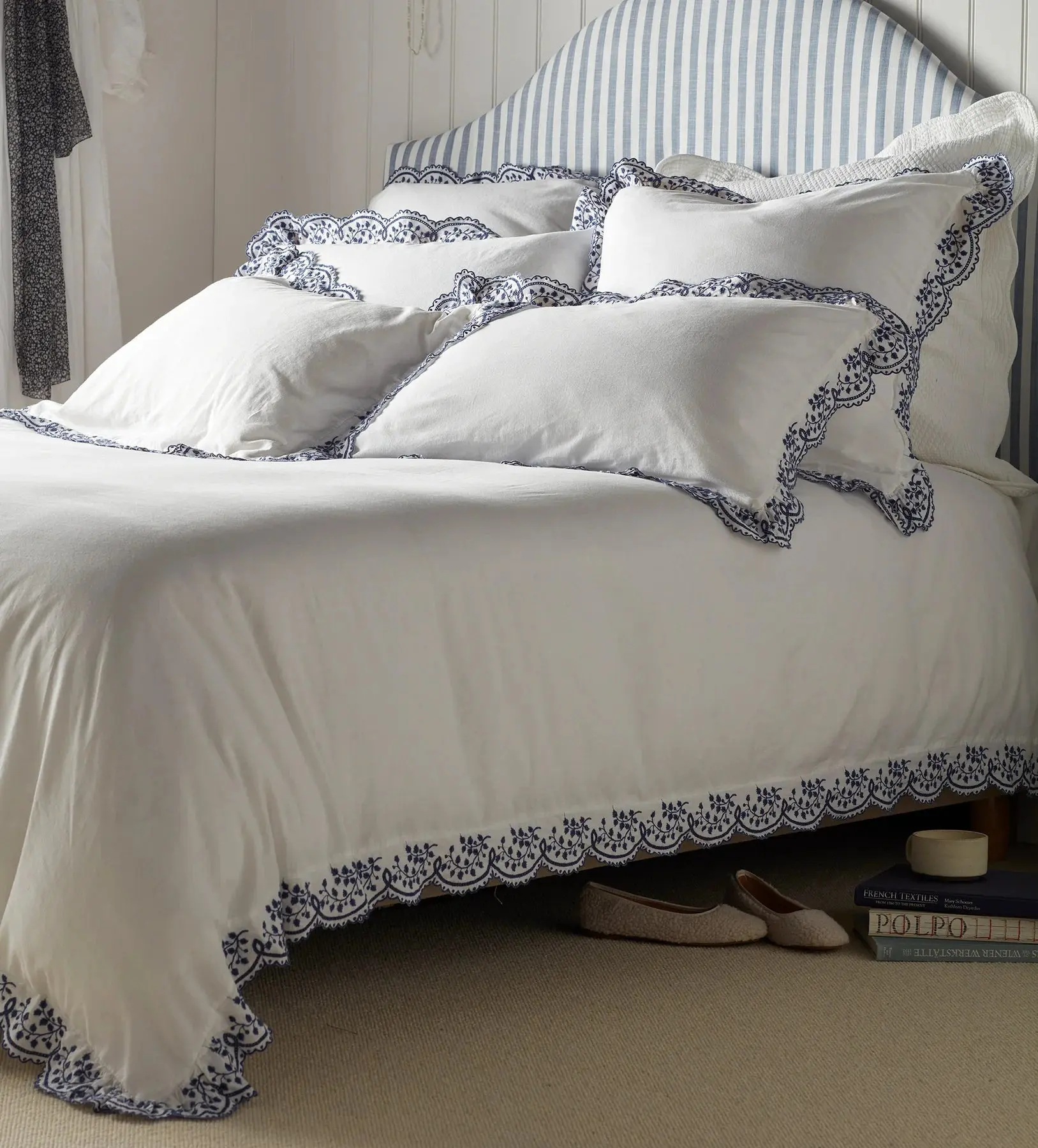 Blue Elsie Cotton Linen Bed Linen - Image 3
