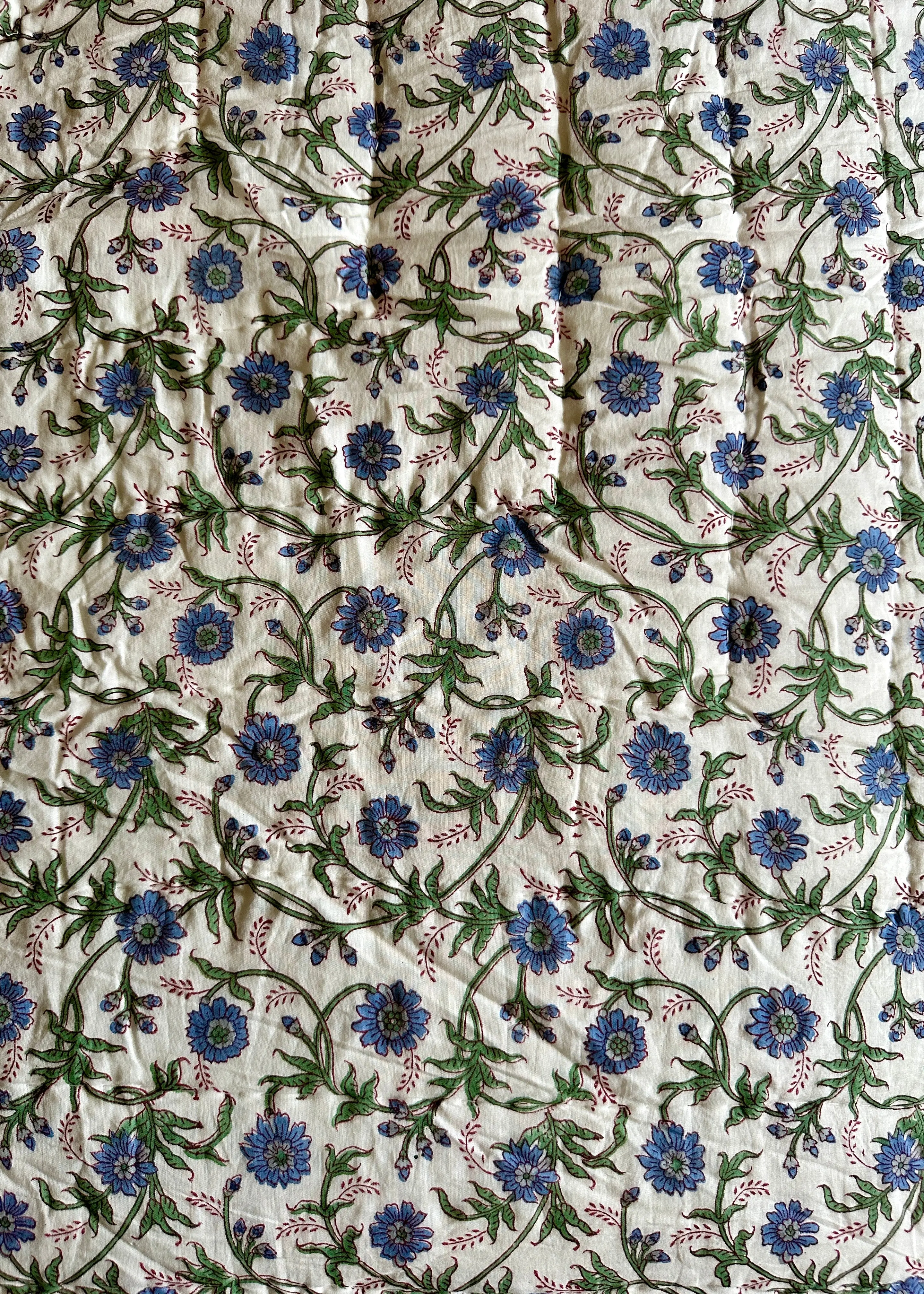 Blue Floral / Stripe Bed Quilt - Image 5