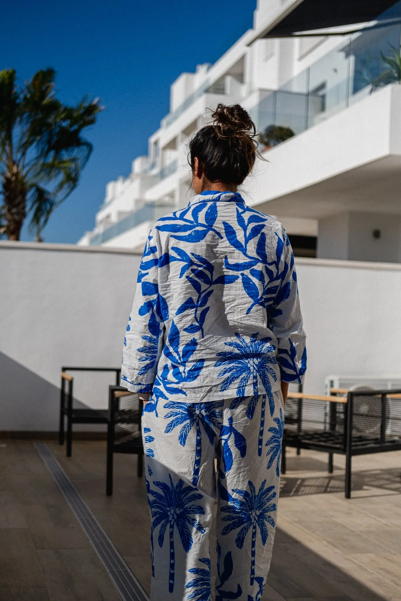Blue Palm Tree Organic Cotton Pyjamas - Image 2