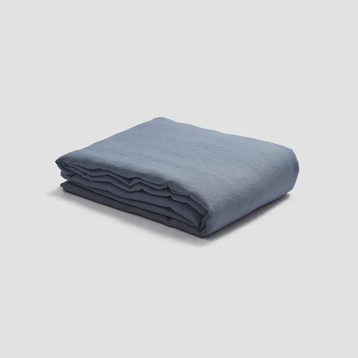 Dusk Blue Linen & Cotton Blend Duvet Cover - Image 3