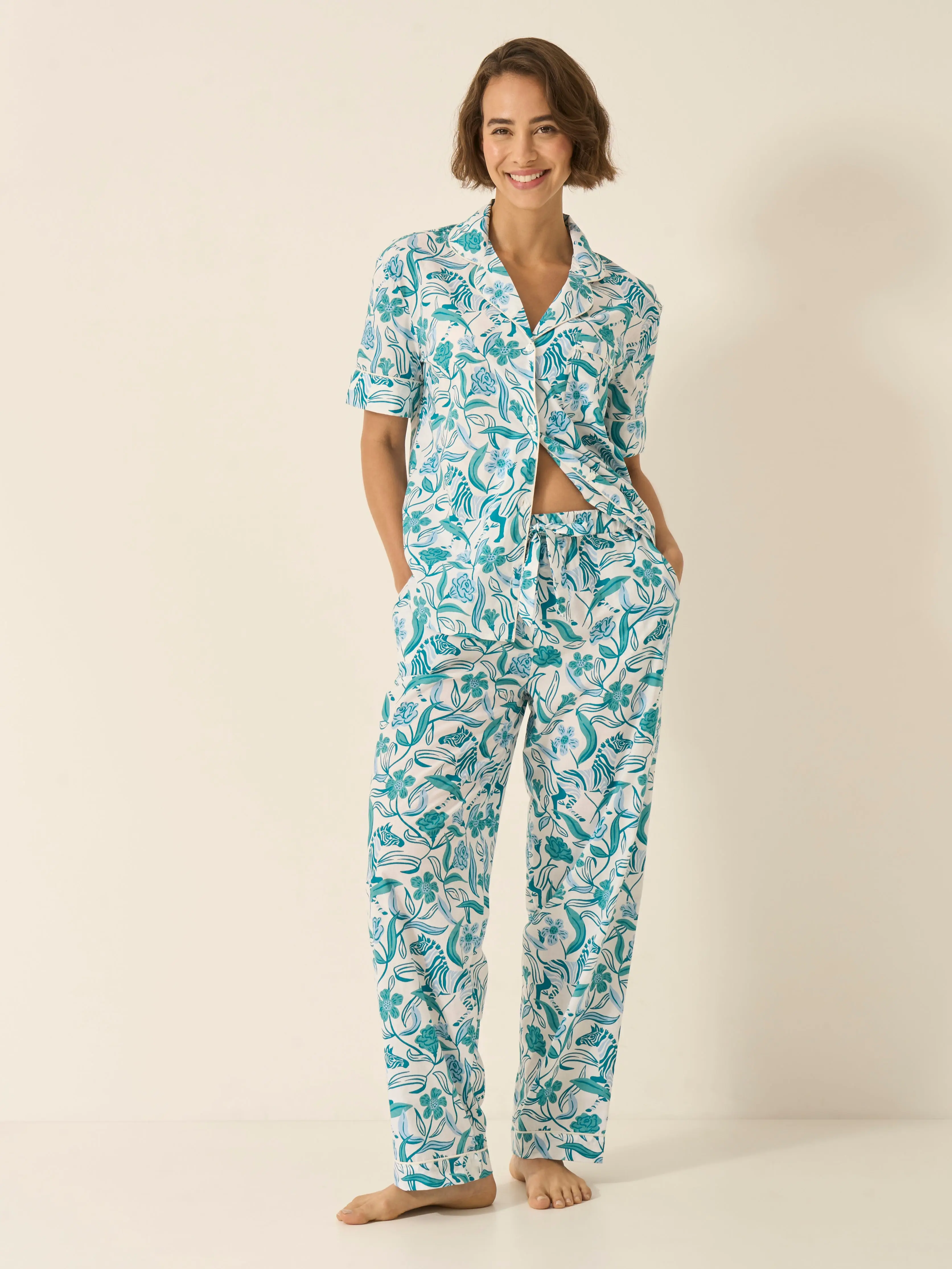 Boho Zebra Women's Short Sleeve Organic Cotton Pyjama Trouser Set - Image 6