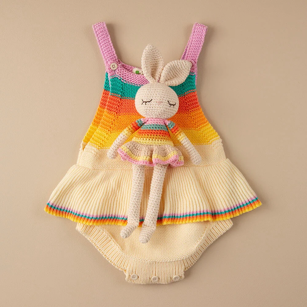 Bonnie Ballerina Bunny Crochet Toy- Pink rainbow - Image 2