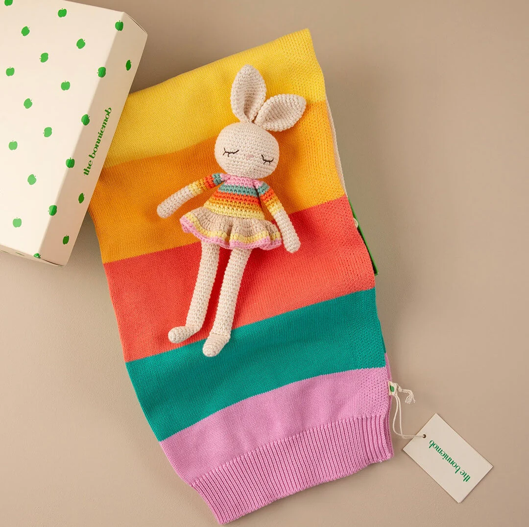Bonnie Ballerina Bunny Crochet Toy- Pink rainbow - Image 5
