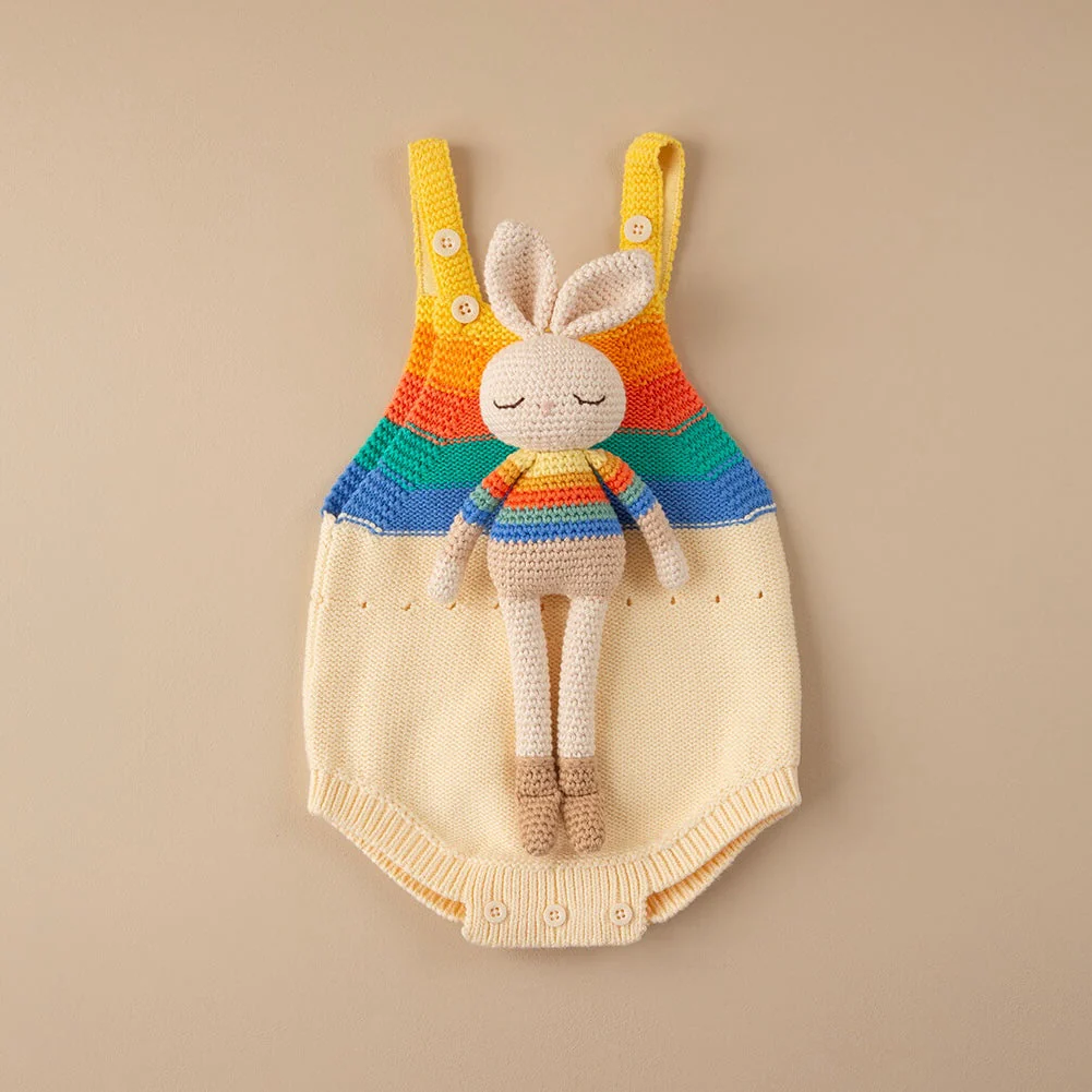Bonnie Bunny Crochet Toy - Rainbow stripe - Image 2