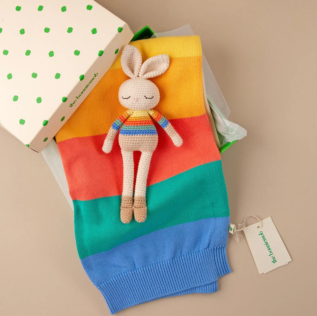 Bonnie Bunny Crochet Toy - Rainbow stripe - Image 9