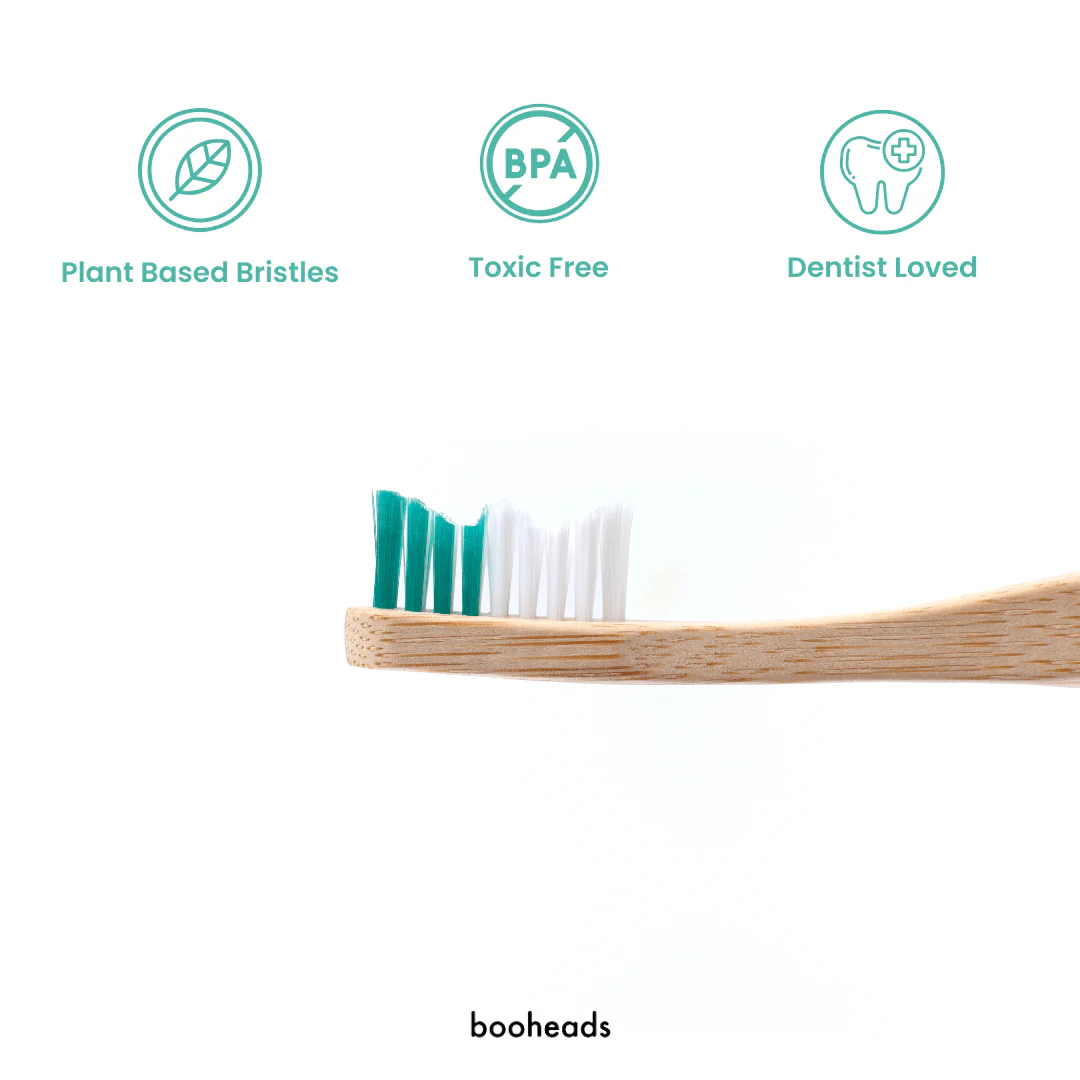 booheads - 1PK - Bamboo Toothbrush - Green | Biodegradable, bamboo and plant-based - Image 3