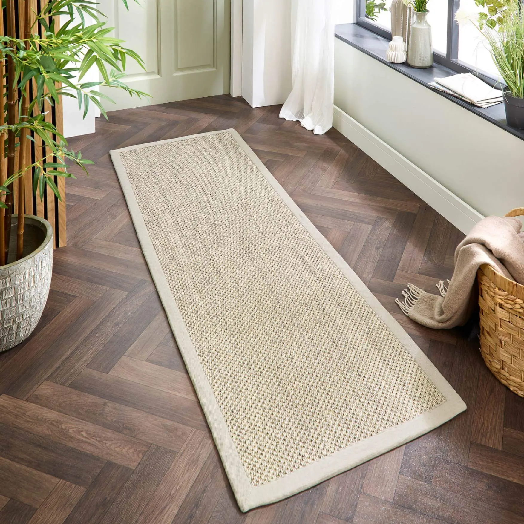 Bordered Light Beige Non-Slip Sisal Rug - Image 7