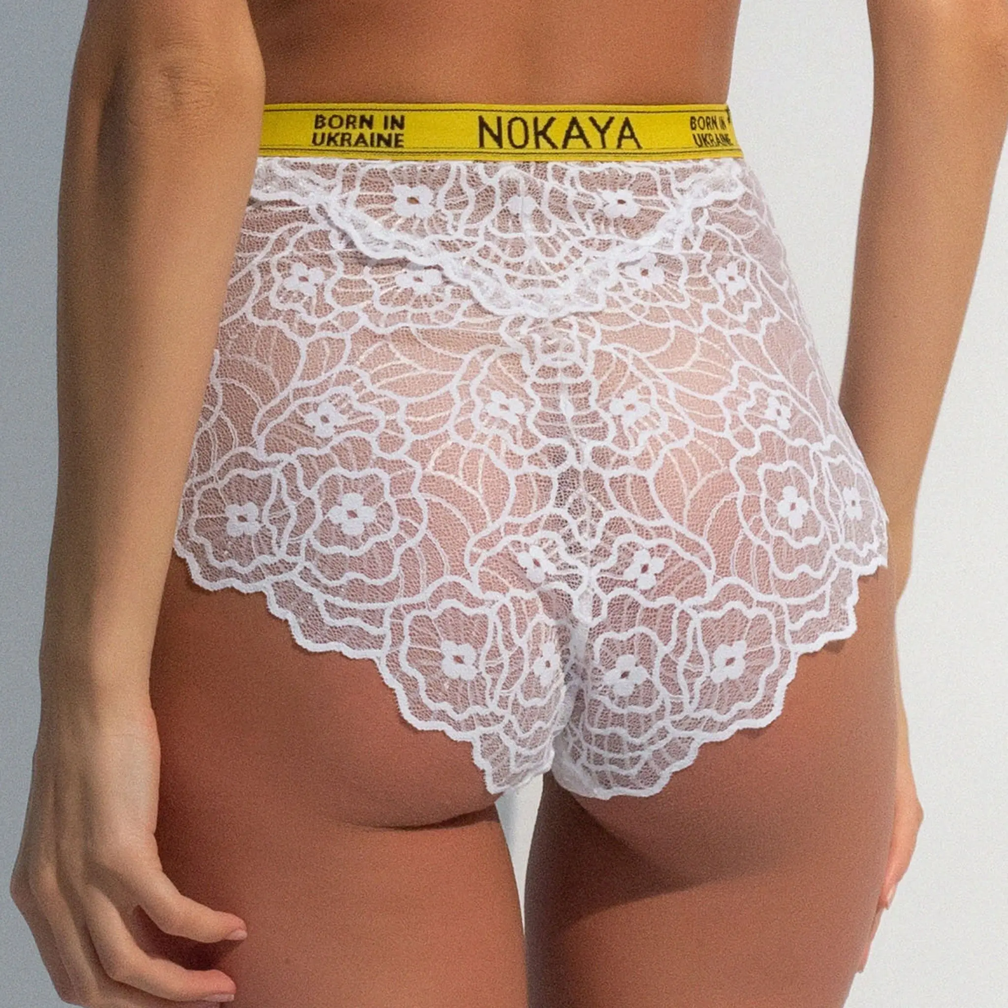 Born in Ukraine High Waist Lace Briefs White - Image 4