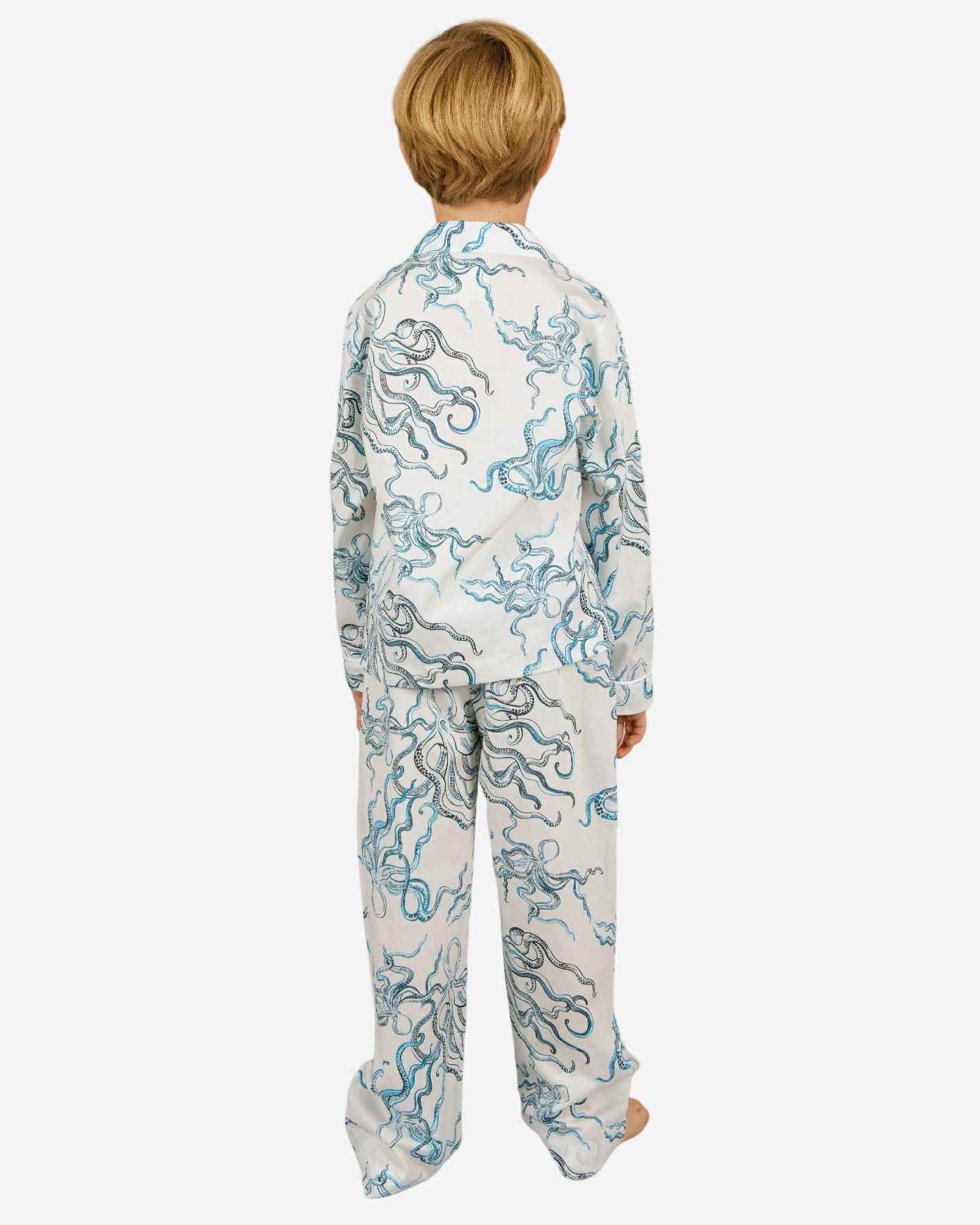 Boys Long Pyjamas - Octopus Indigo - Image 3