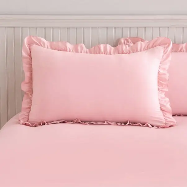 Blush Briona Frilled Edge Duvet Cover & Pillowcase Set - Image 2