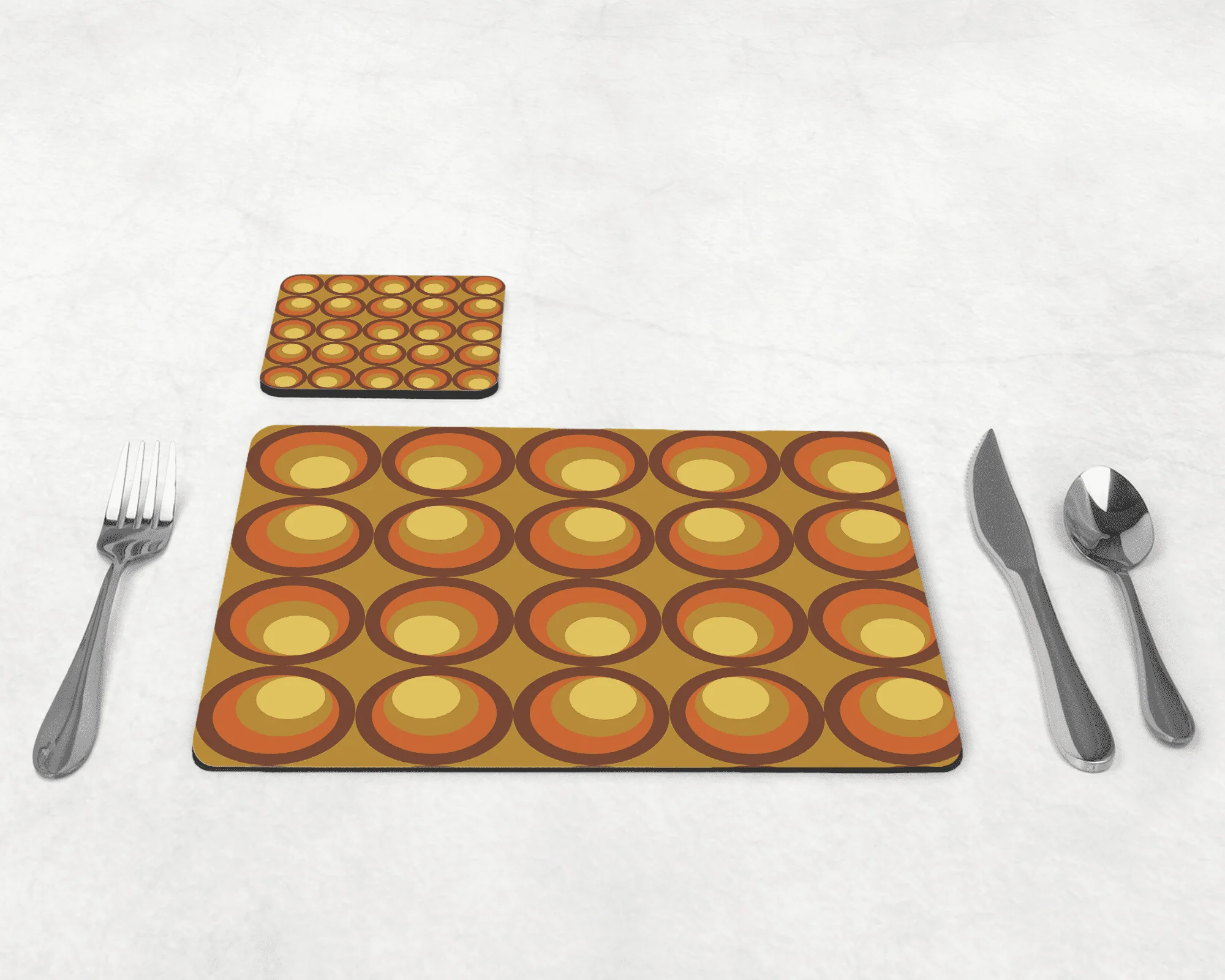 Brown and Orange Retro Geometric Placemats, Set of 4 or Set of 6 - Image 3