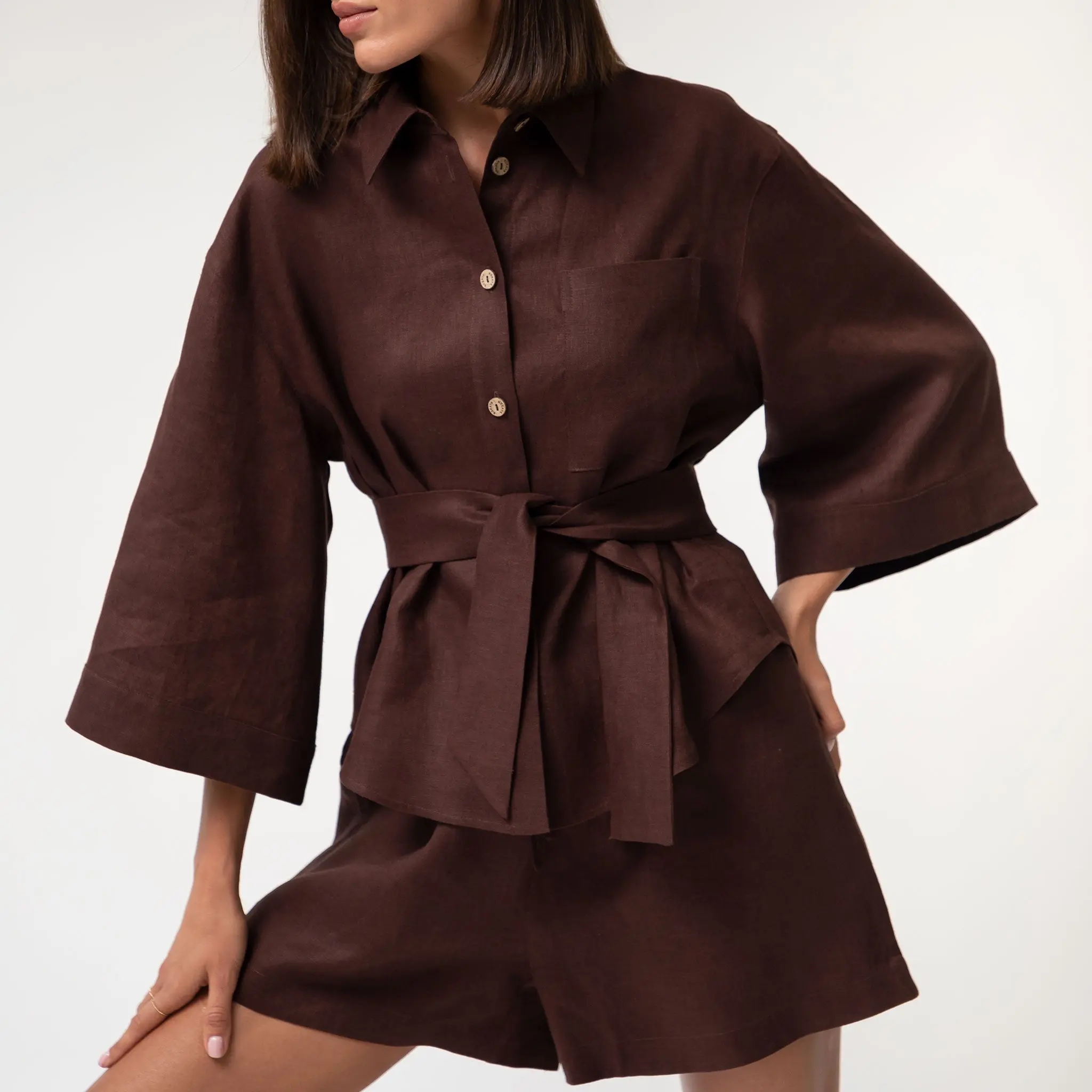 Brown Heavy Linen Shorts Perfect Days - Image 14