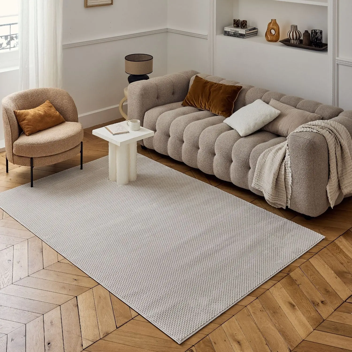 Carmel Cream-Beige Dots Rug | 6080 - Image 8