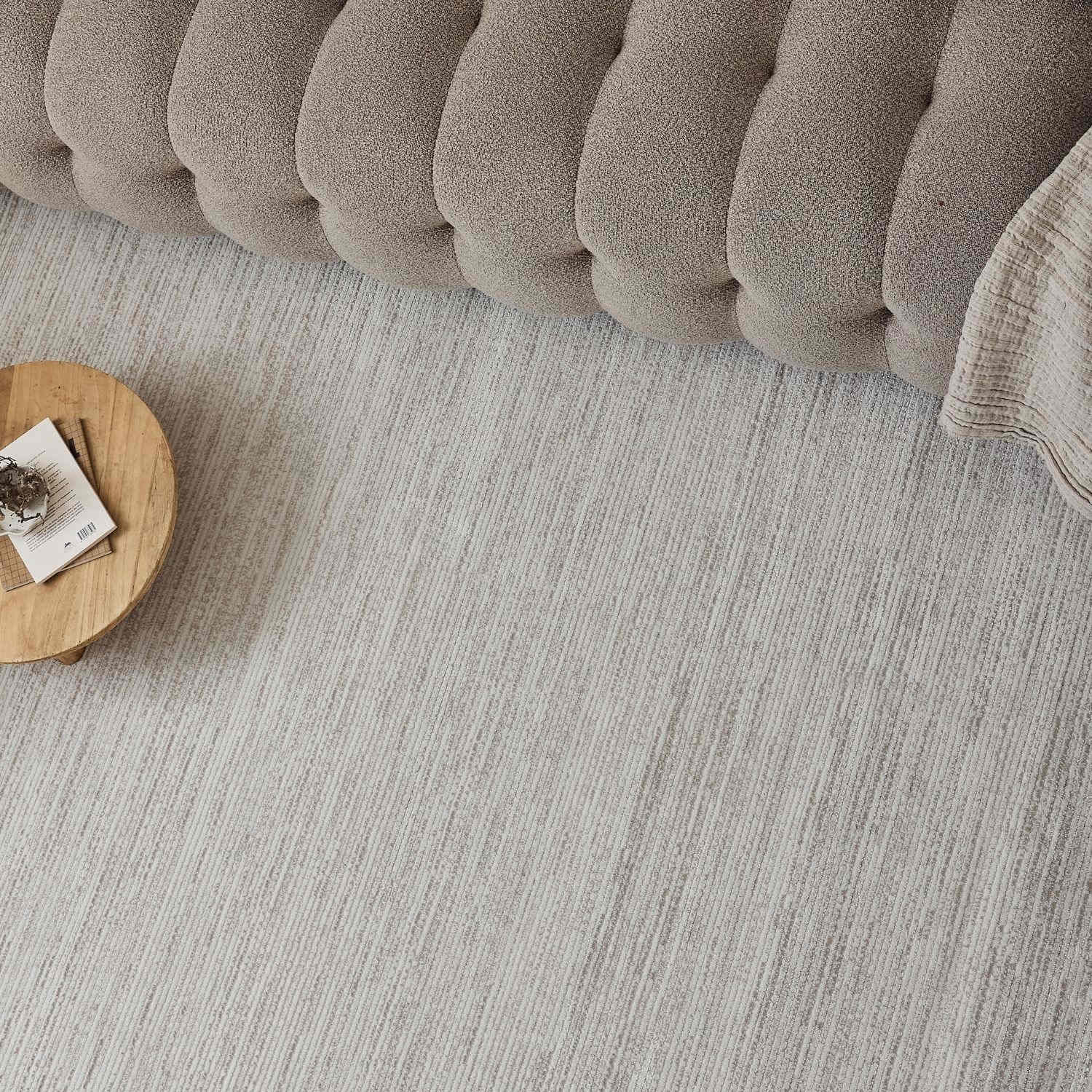 Carmel Cream-Beige Striped Rug | 6010 - Image 6