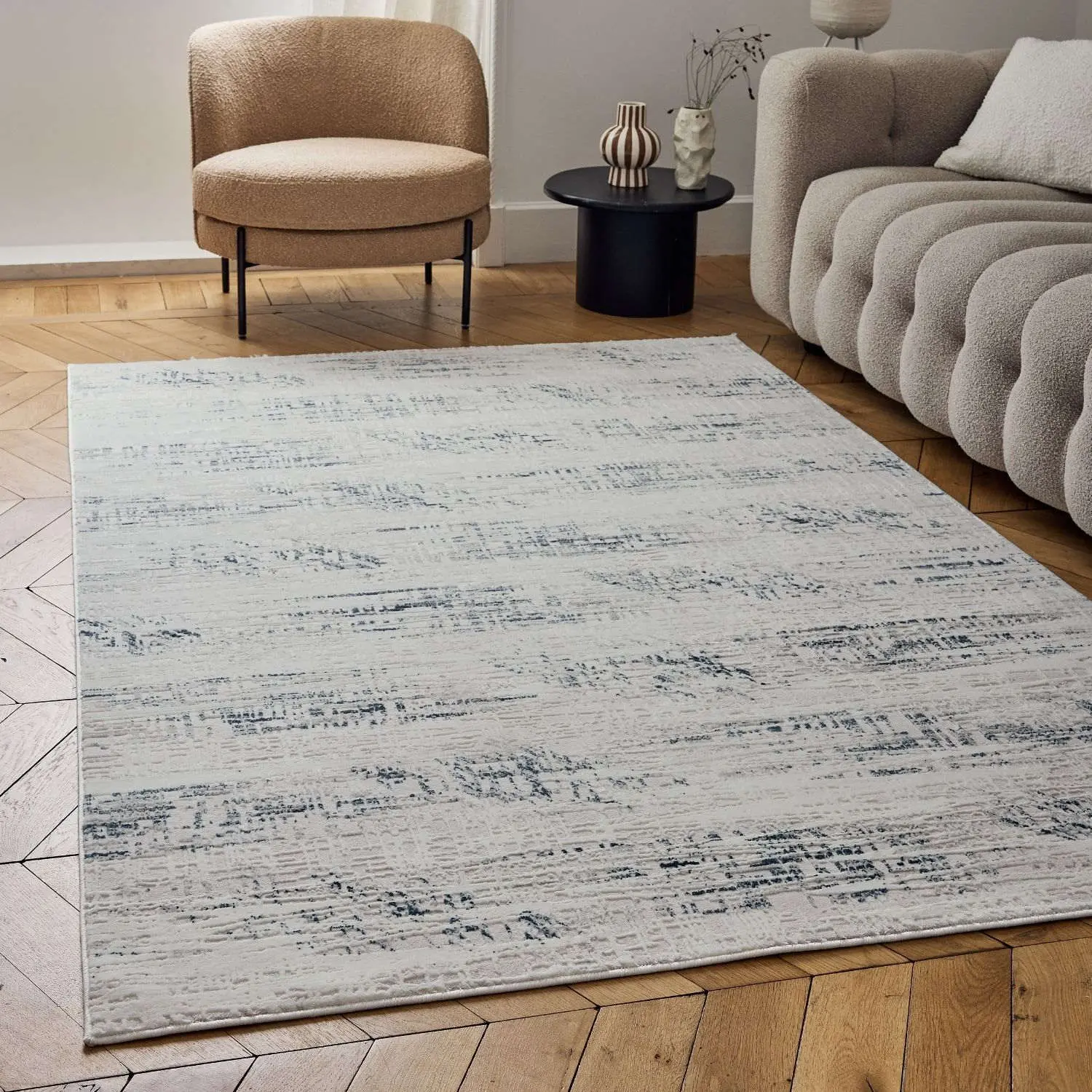 Carmel Cream-Blue Abstract Rug | 6030 - Image 7