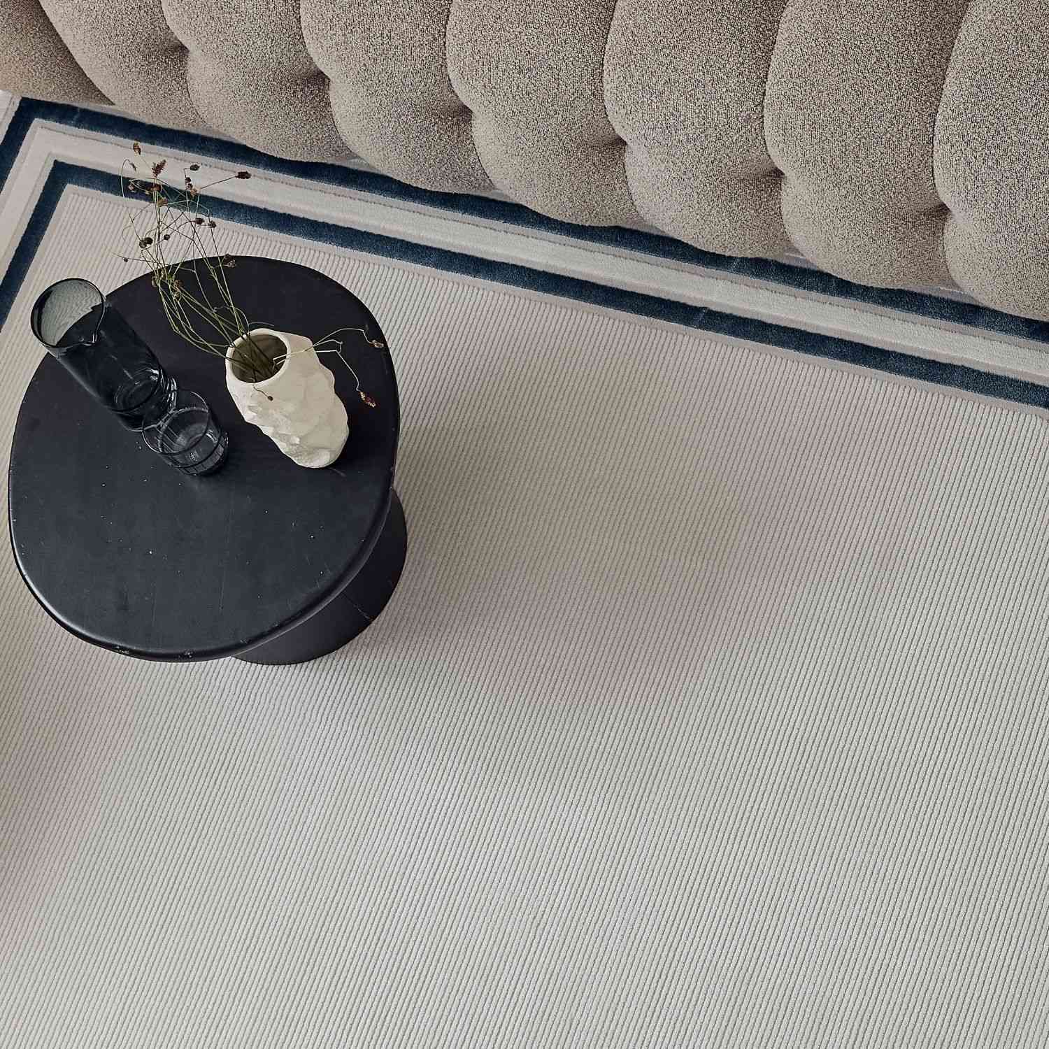 Carmel Cream-Blue Bordered Rug | 6060 - Image 6