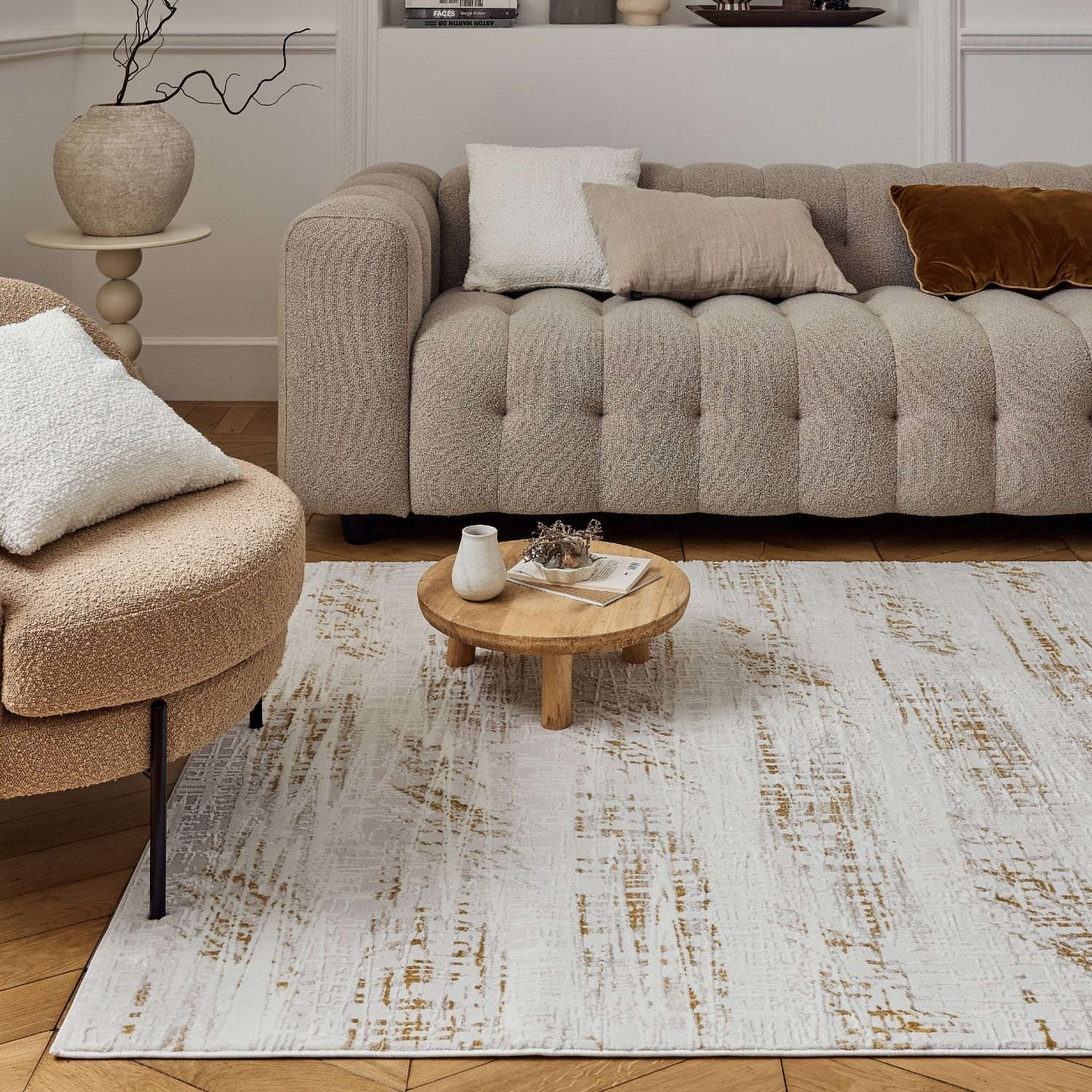 Carmel Cream-Gold Abstract Rug | 6030 - Image 9