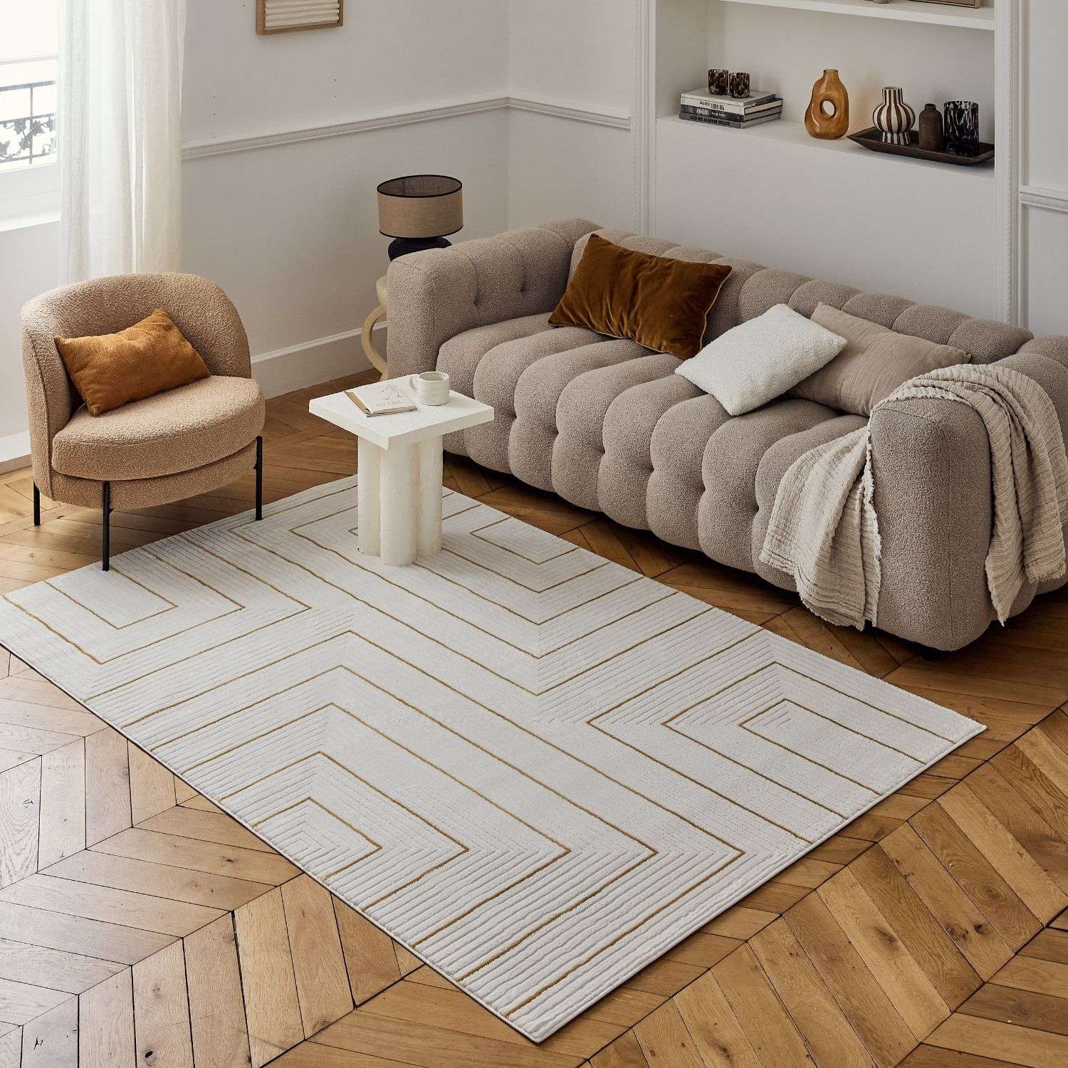 Carmel Cream-Gold Geometric Rug | 6040 - Image 8