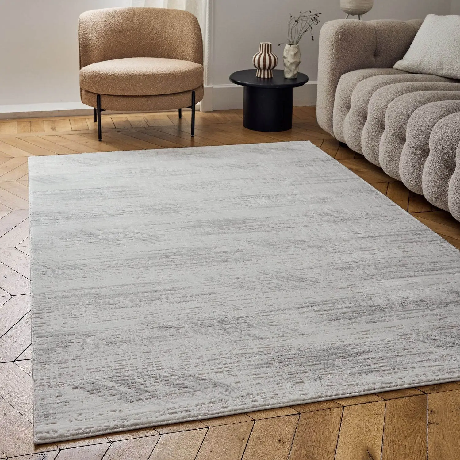 Carmel Cream-Grey Abstract Rug | 6030 - Image 8