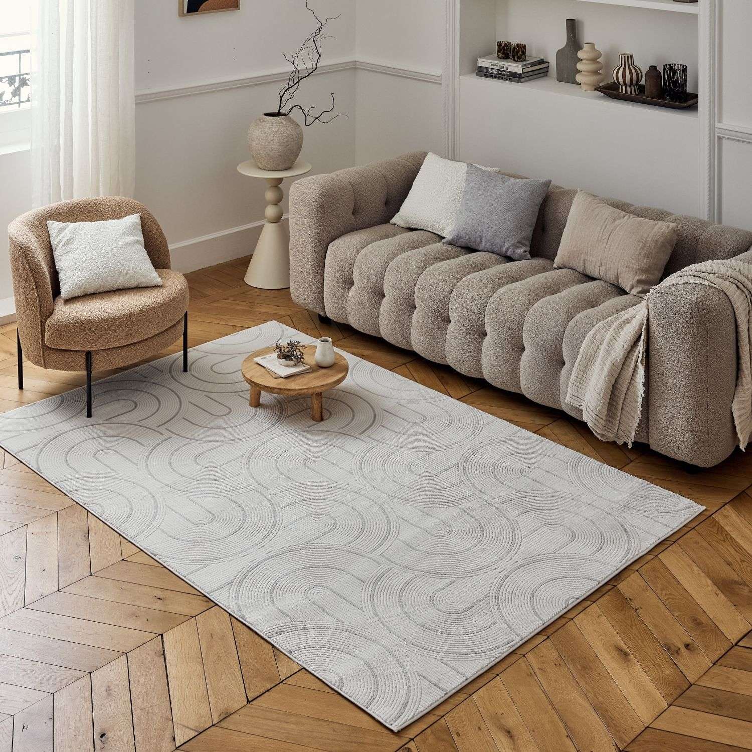 Carmel Cream-Grey Geometric Rug | 6070 - Image 8