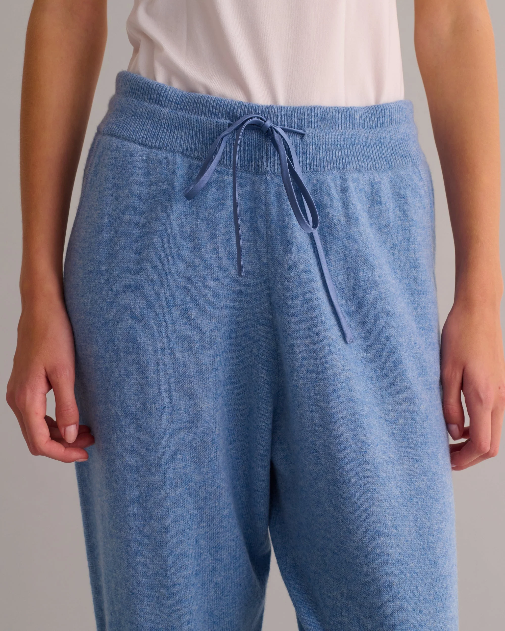 Chambray Blue Cashmere Cuffed Ankle Joggers - Image 3