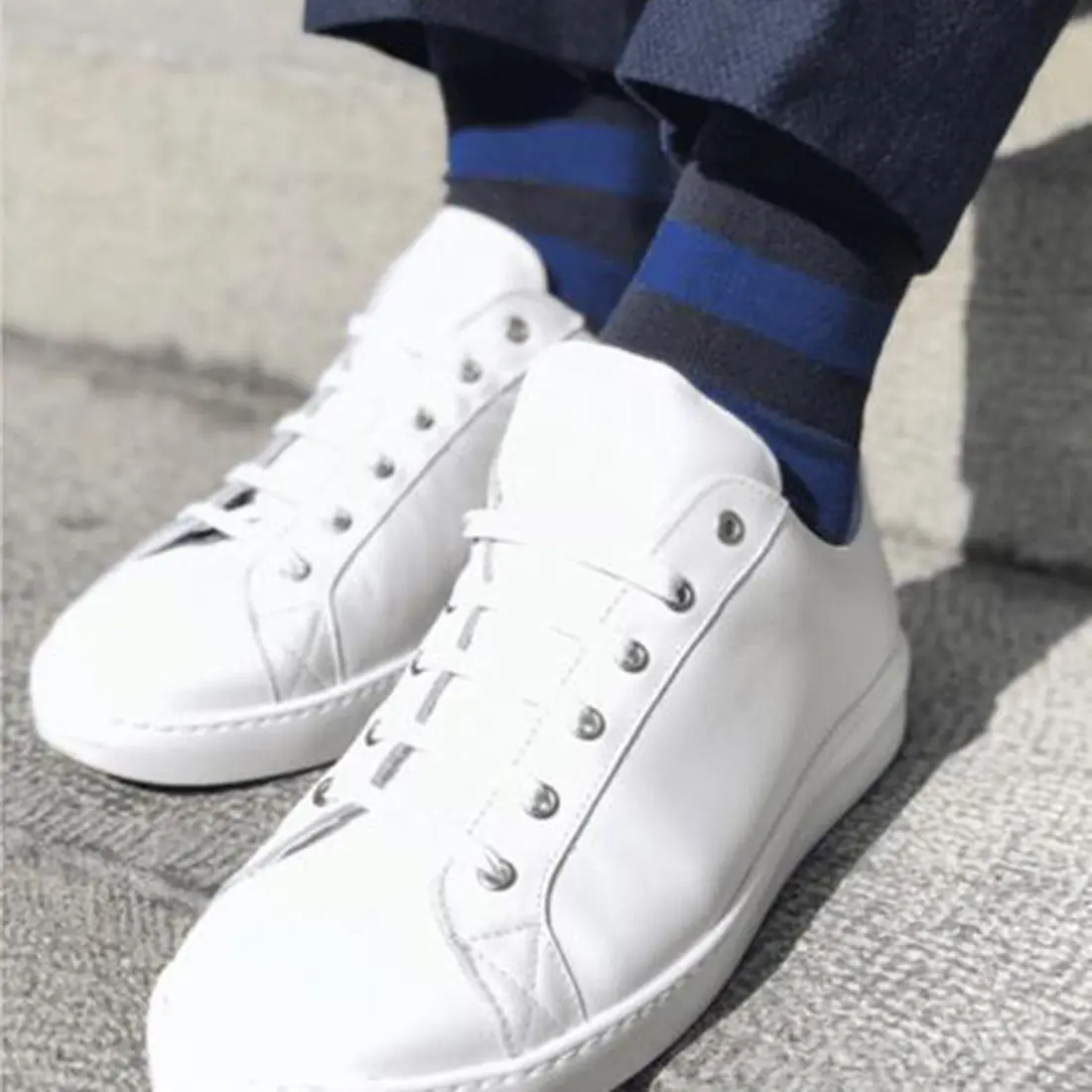 Charcoal Striped Bamboo Socks (Comfort Cuff) - Image 2
