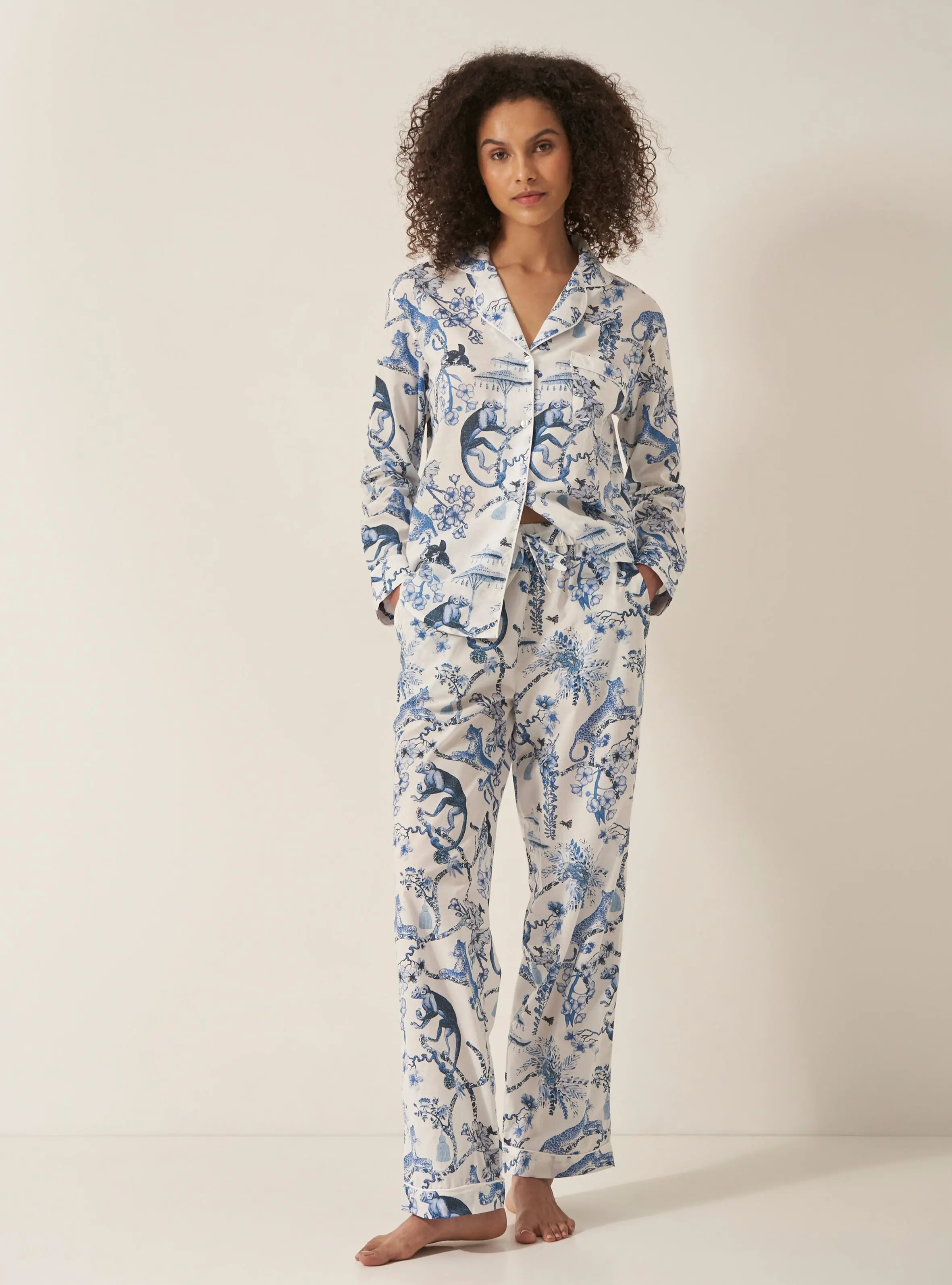 Chinoiserie Whimsy Women's Long Sleeve Organic Cotton Pyjama Trouser Set - Image 2