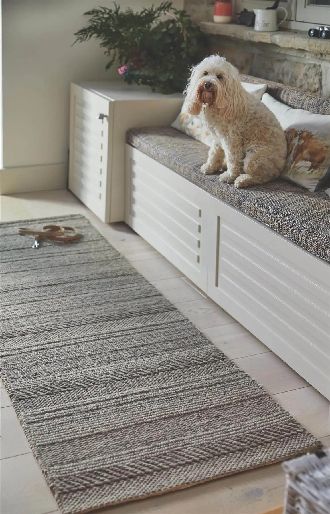 Chunky Natural/Grey Knitted Rug - Image 7