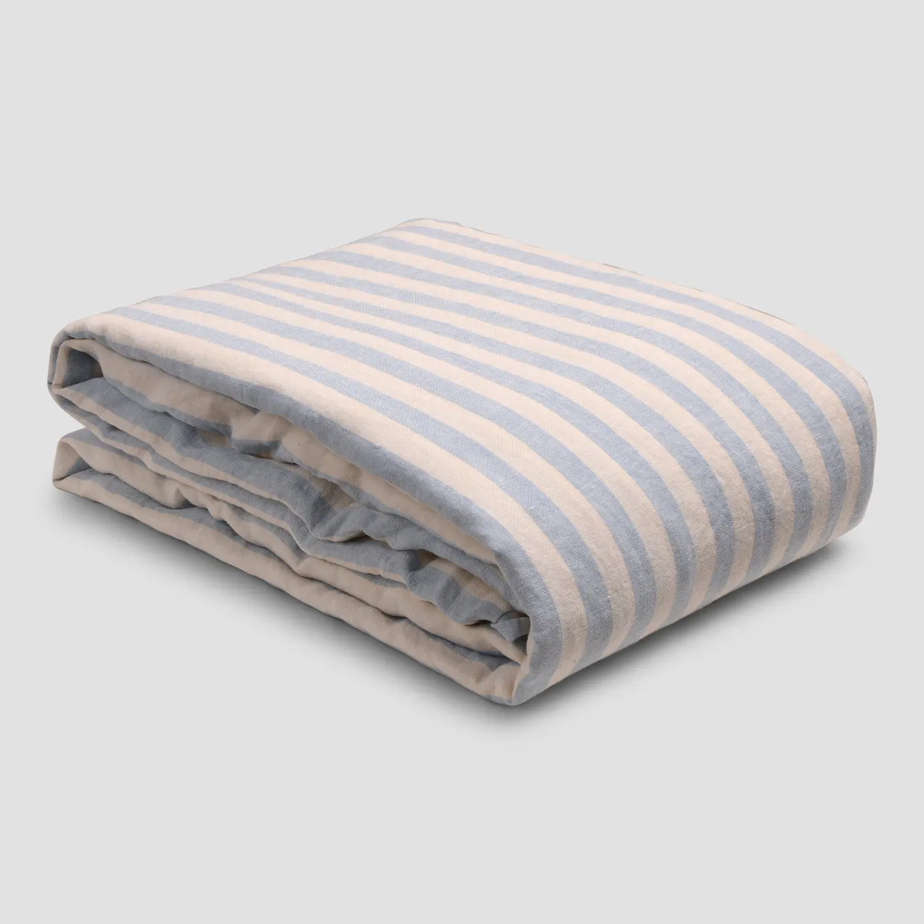 Coastal Blue Pembroke Stripe Linen Blend Duvet Cover - Image 4
