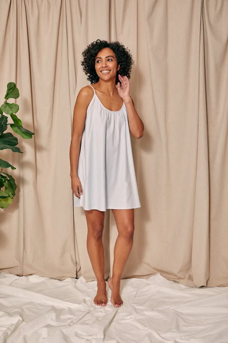 Cotton Modal Swing Chemise in Sky Blue - Image 5